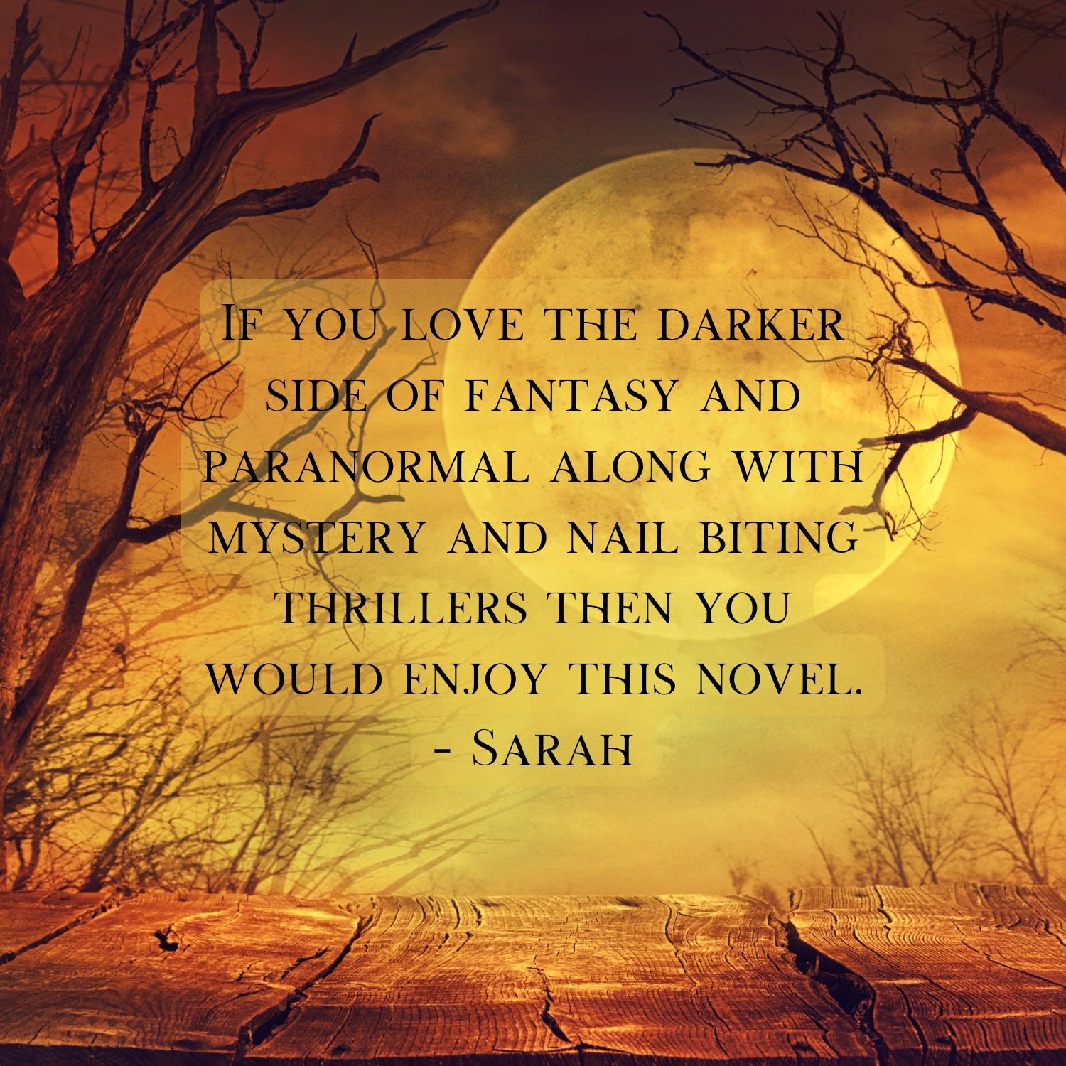 Image of quote for Crossroads to Destiny: If you love the darker side of fantasy and paranormal you'll enjoy this novel.