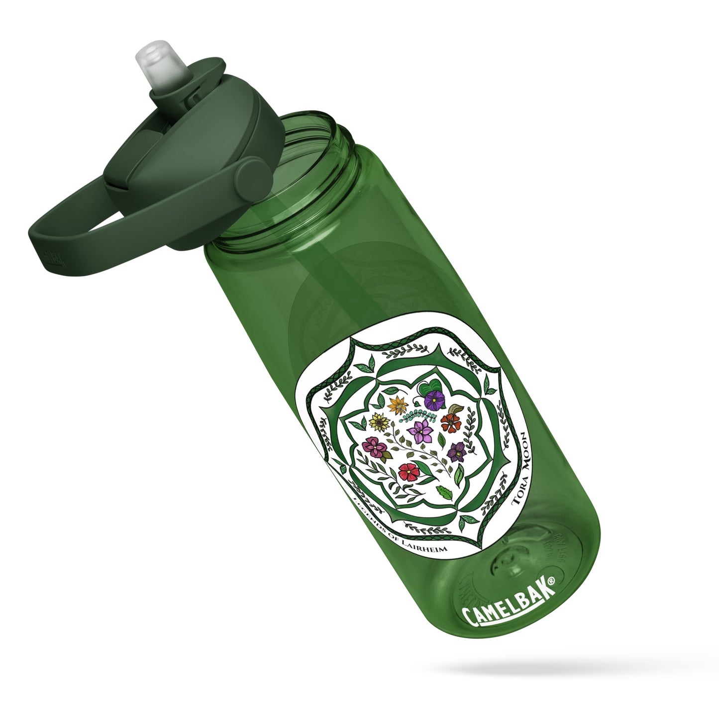 Green Talent Mandala Flip Straw Water Bottle forest green