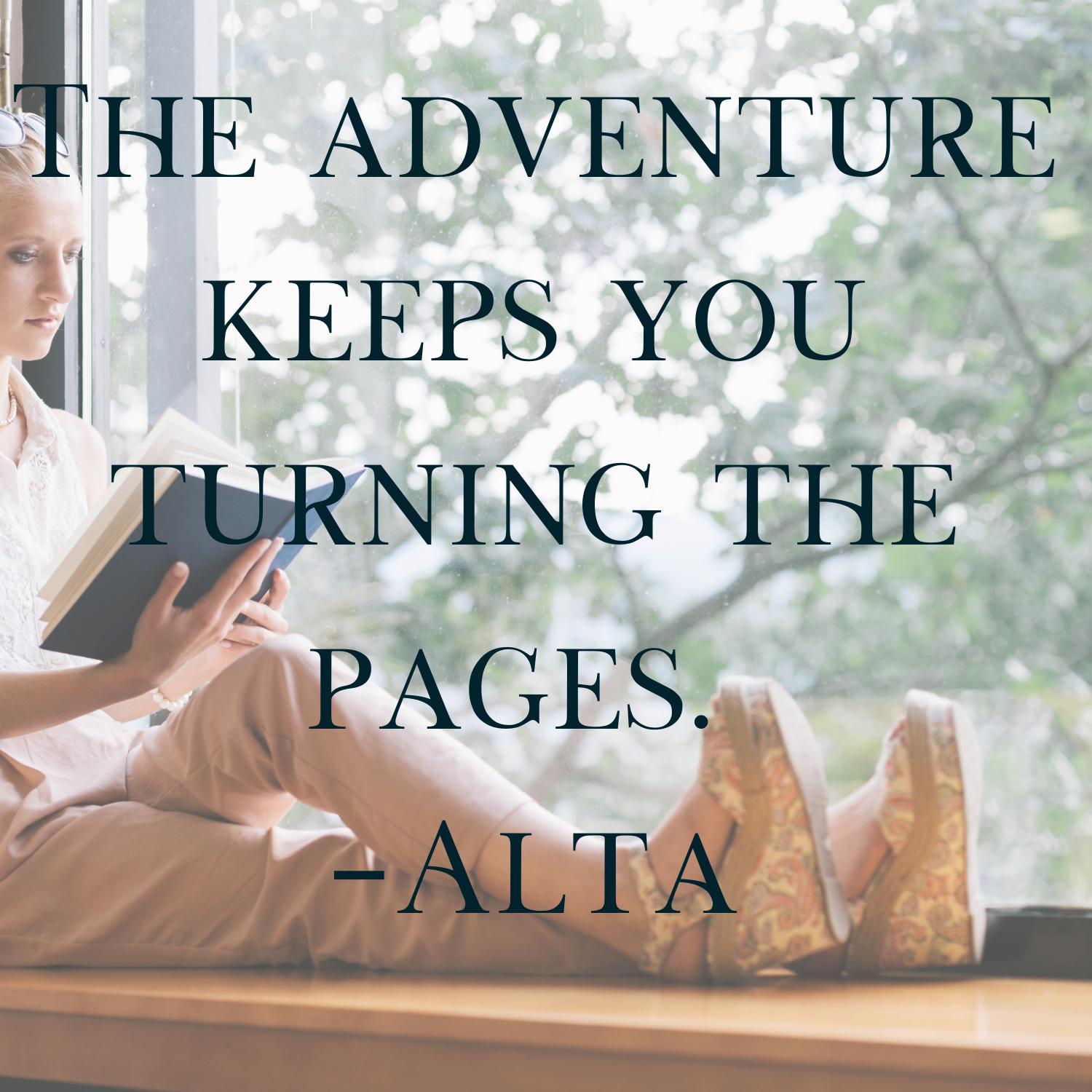 Image of review quote for Redemption - adventure keeps you turning the pages