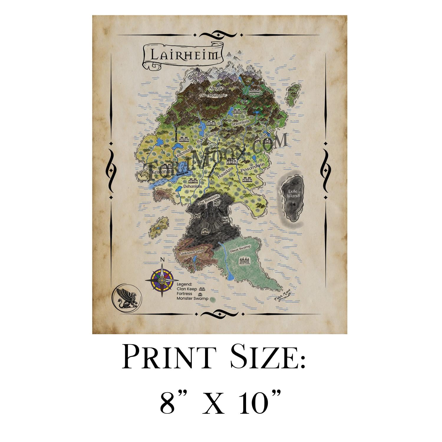 Lairheim map available in 8" x 10" print size