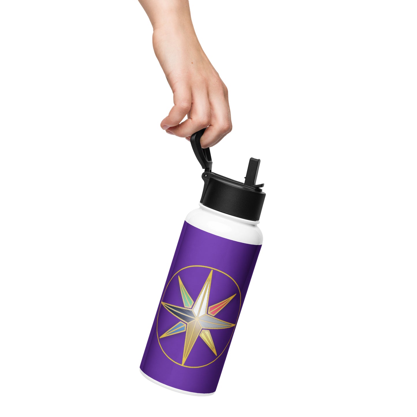 person holding Legends of Lairheim Elemental Star Water Bottle