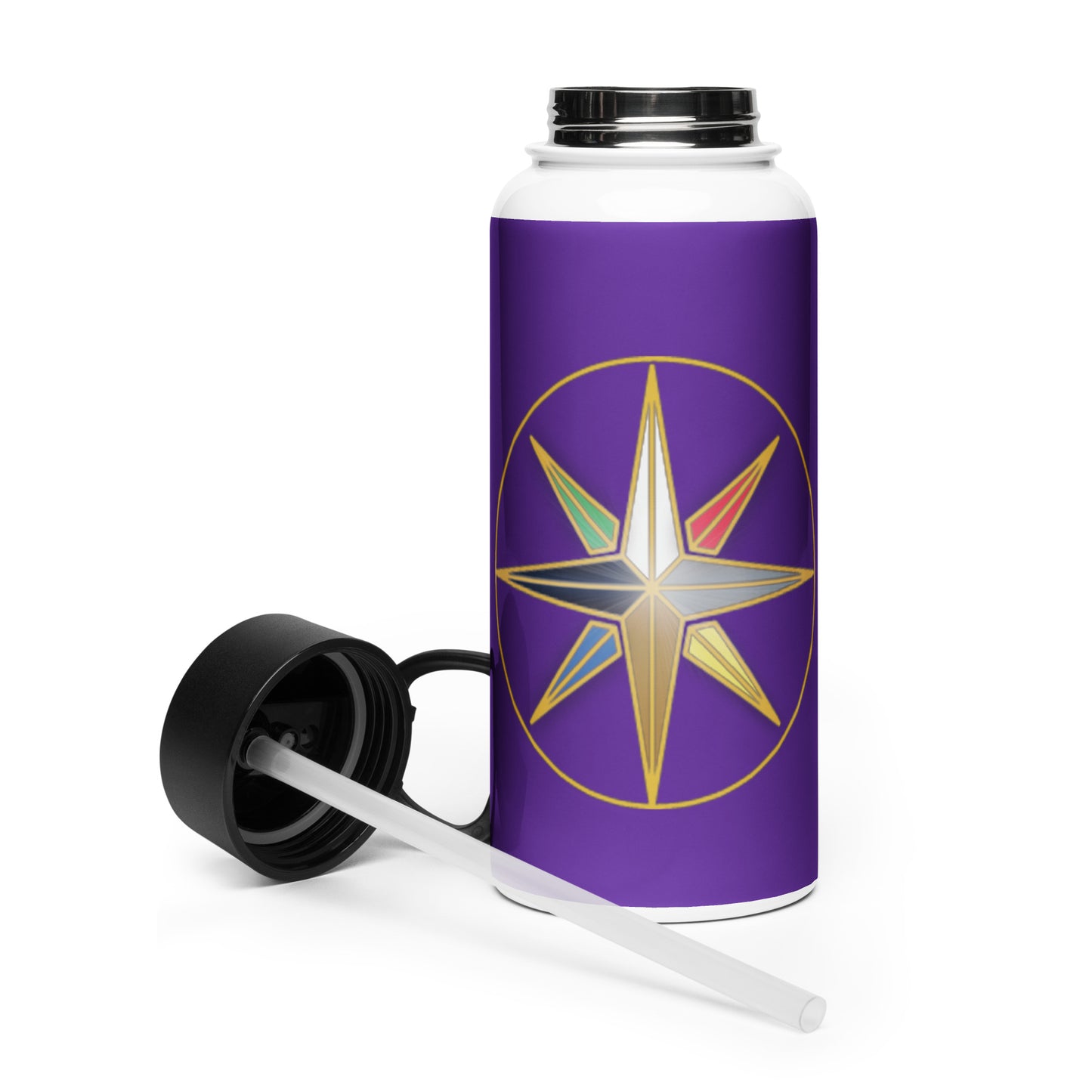 Legends of Lairheim Elemental Star Water Bottle showing straw lid
