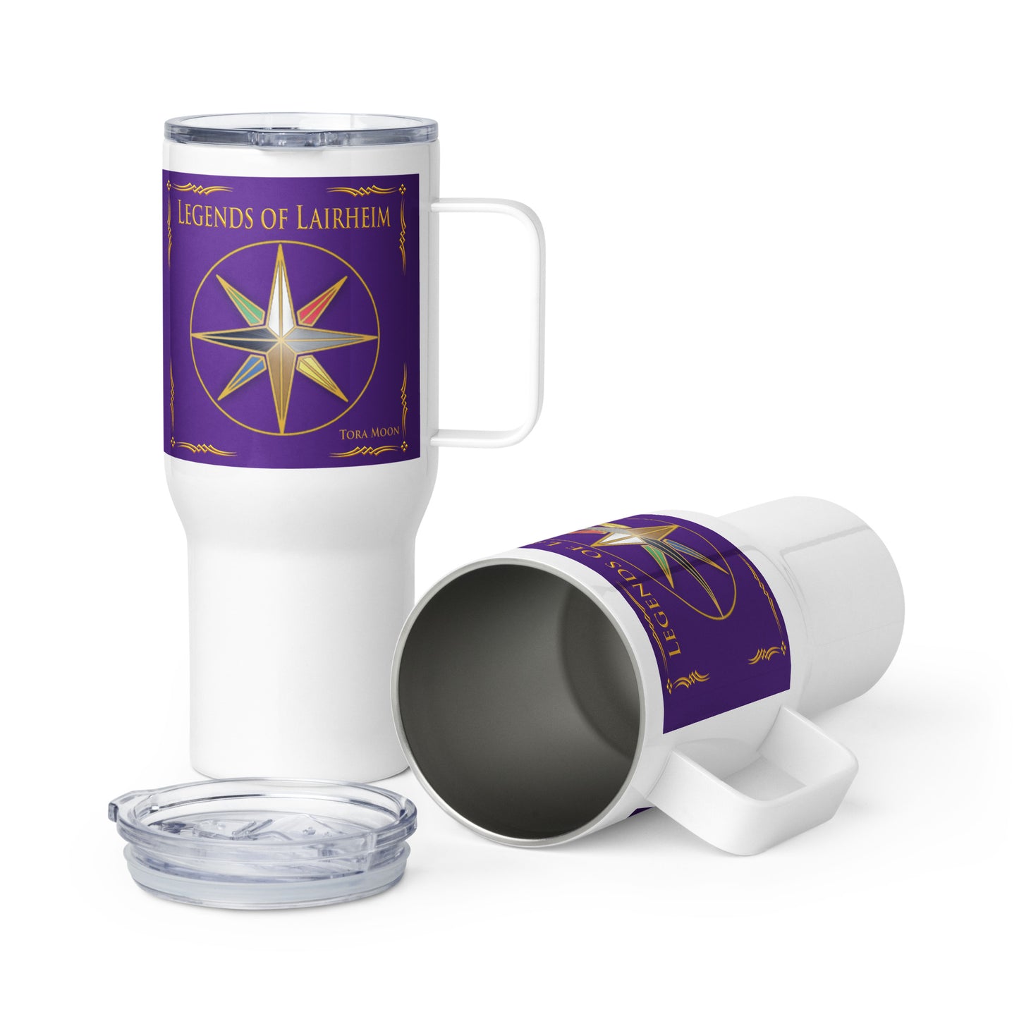 Legends of Lairheim Elemental Star travel mug showing inside and lid
