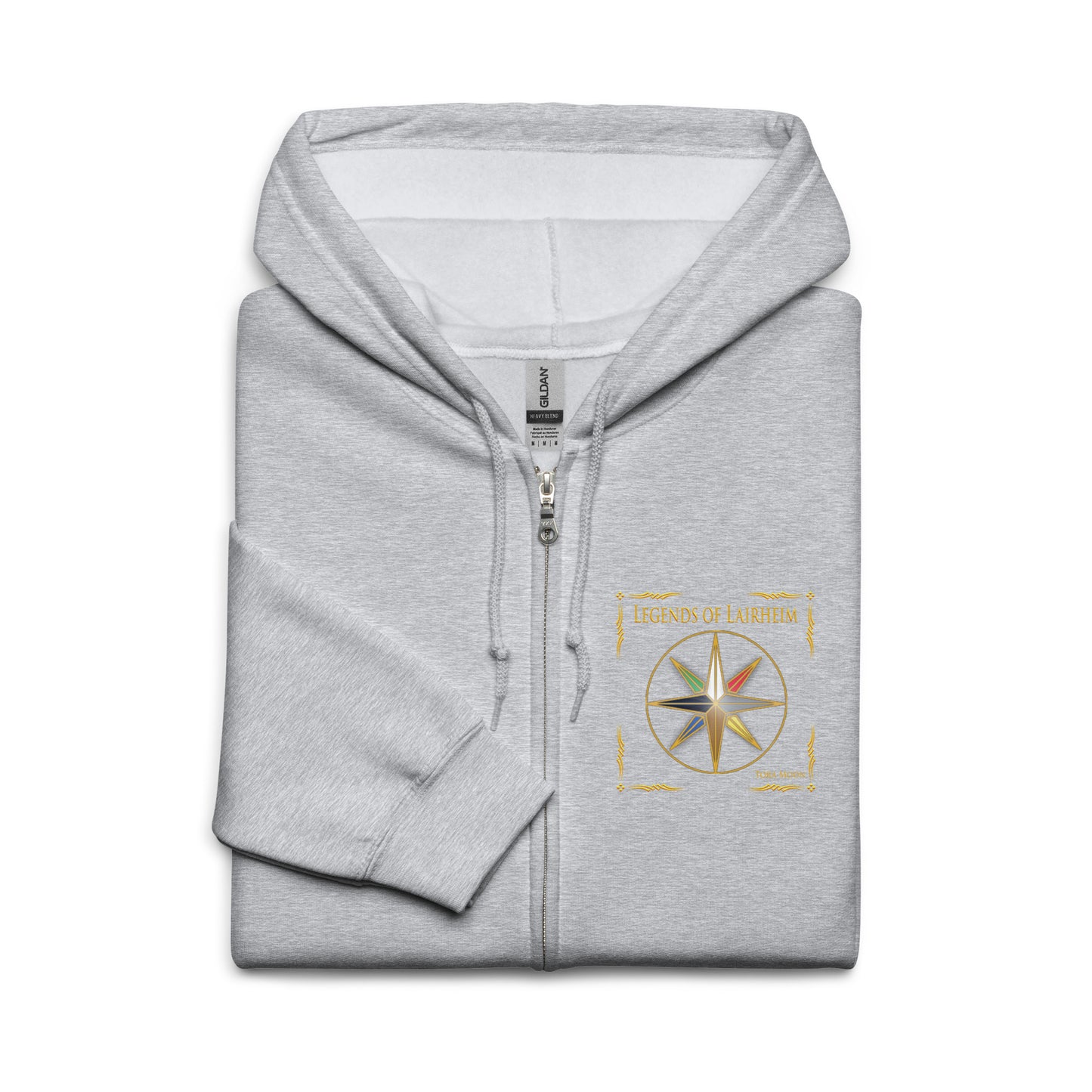Legends of Lairheim Elemental Star Zip Hoodie folded - sport grey