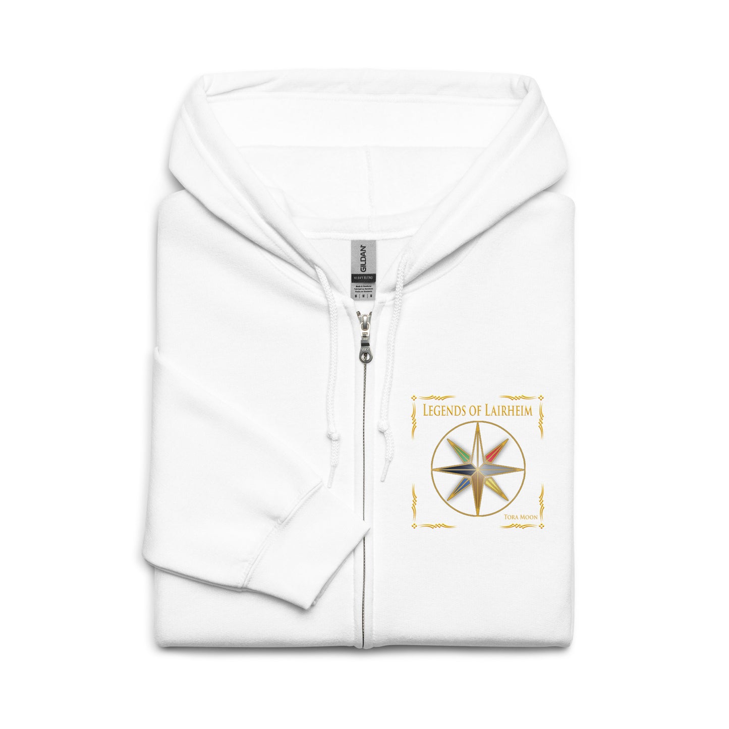 Legends of Lairheim Elemental Star Zip Hoodie folded - white