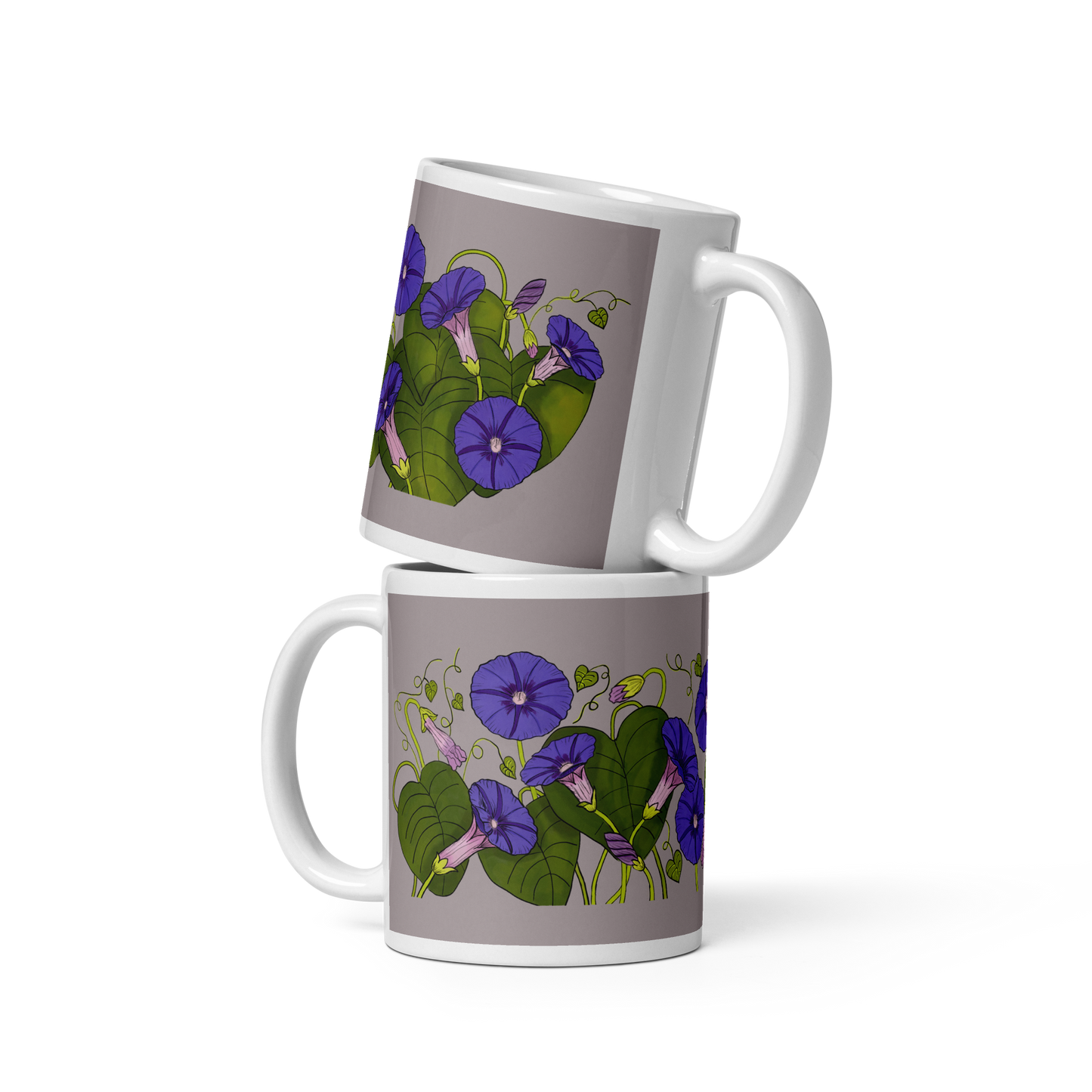 Morning Glories Glossy White Mug