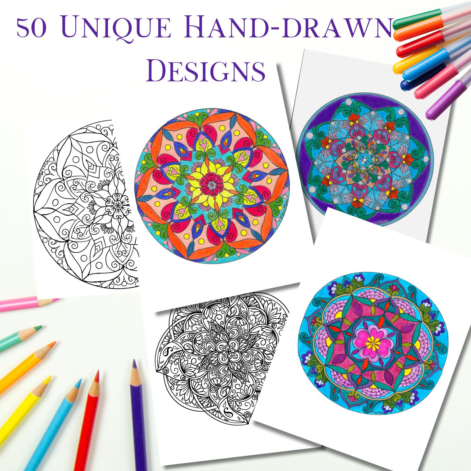 50 unique hand-drawn designs