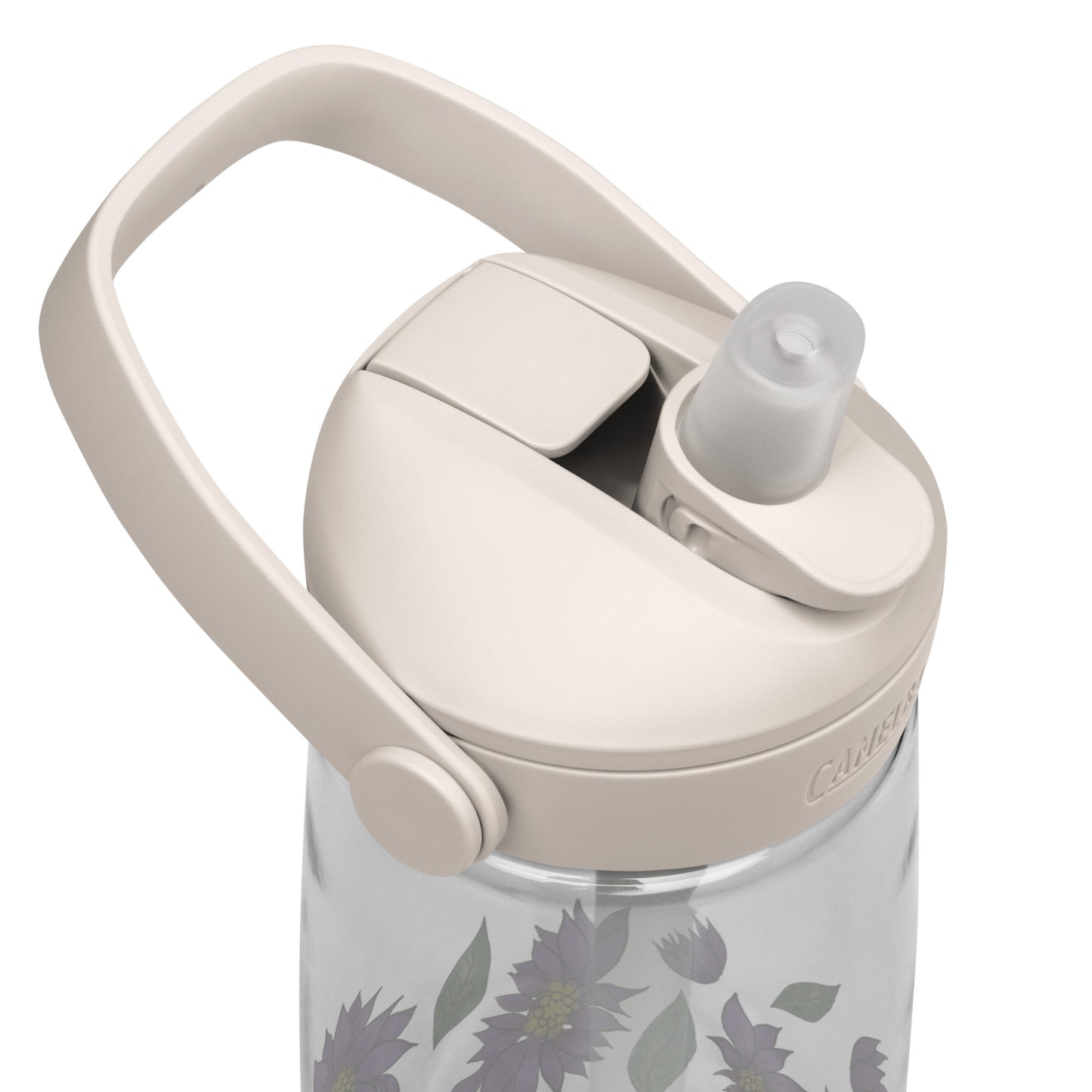 Purple Daisies Flip Straw Water Bottle top clear
