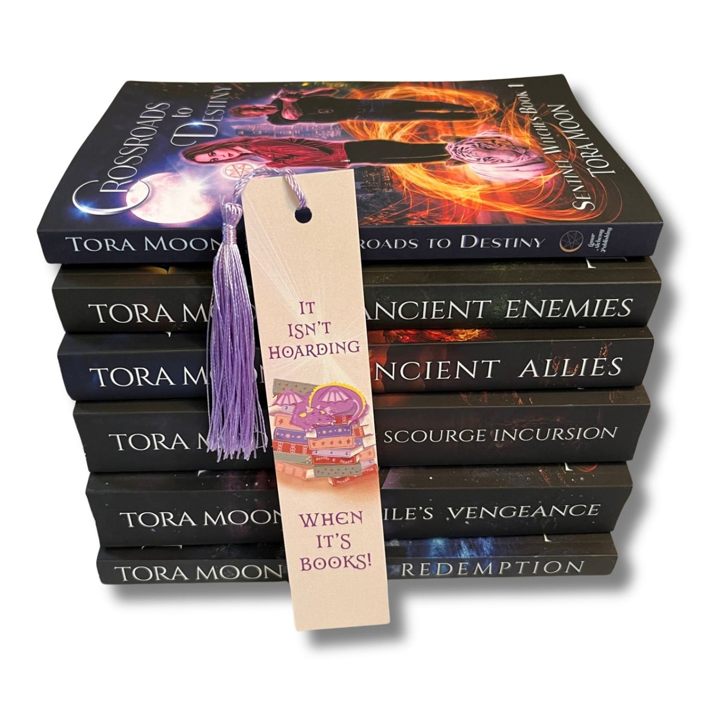 Whimsical Purple Book Hoarding Dragon Bookmark
