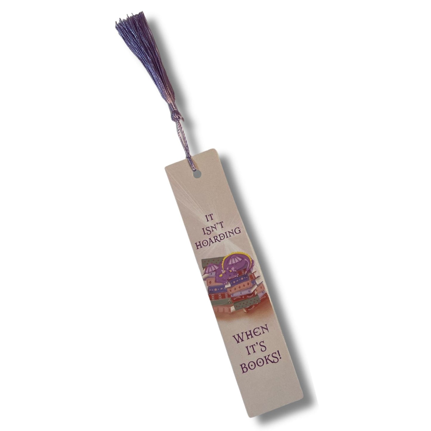 Whimsical Purple Book Hoarding Dragon Bookmark