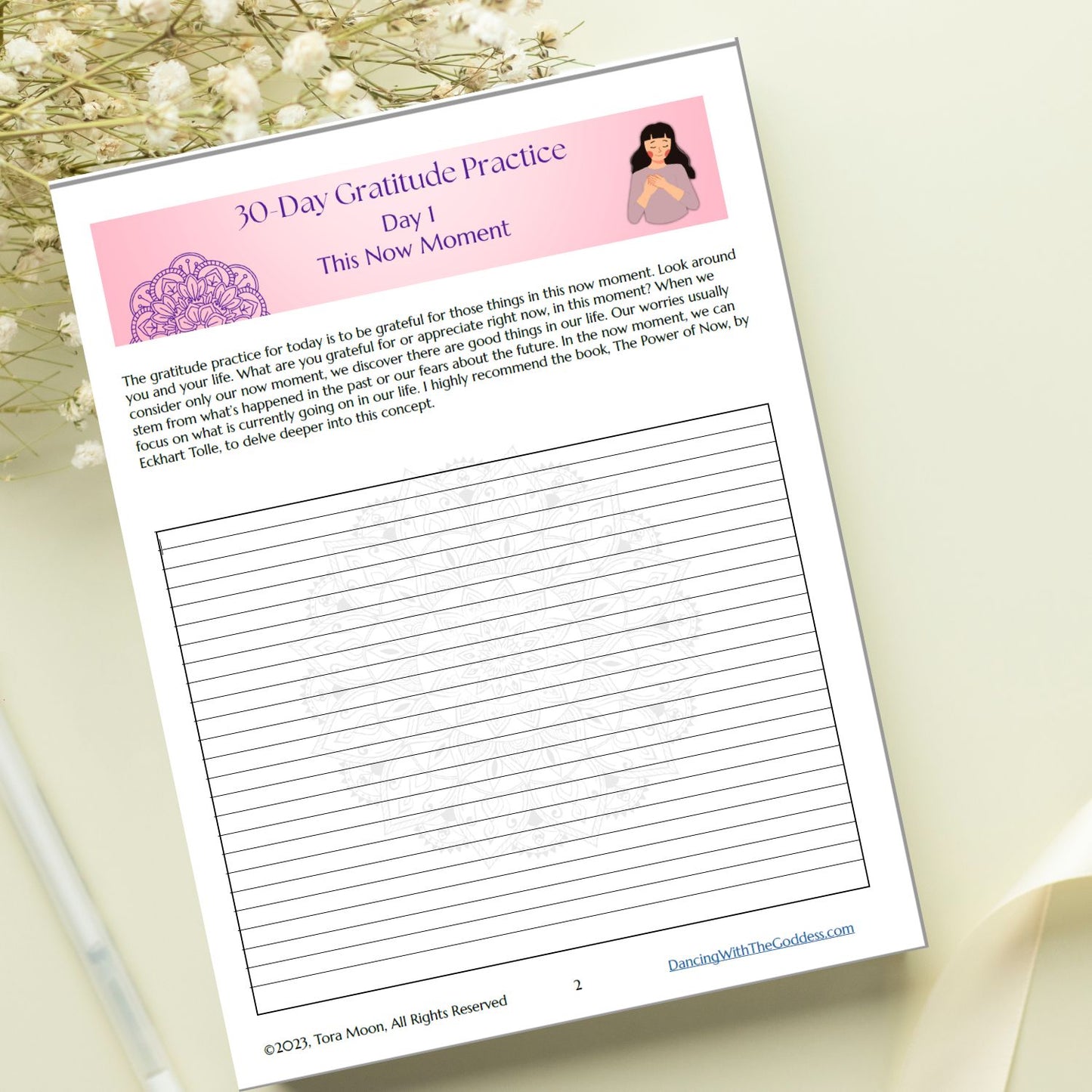 Radiant Reflections: 30-Day Gratitude Journal (Printable & Fillable)