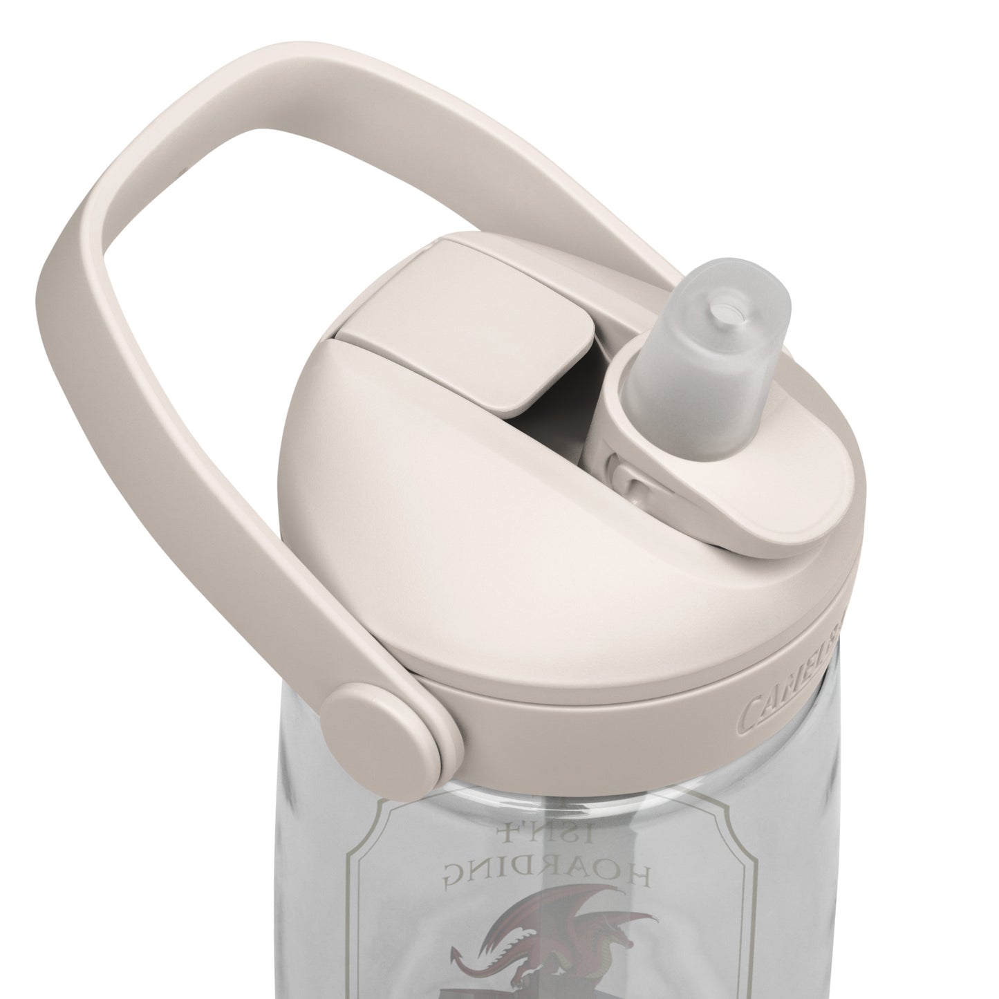 Fierce Red Dragon Book Guardian Flip Straw Water Bottle top clear