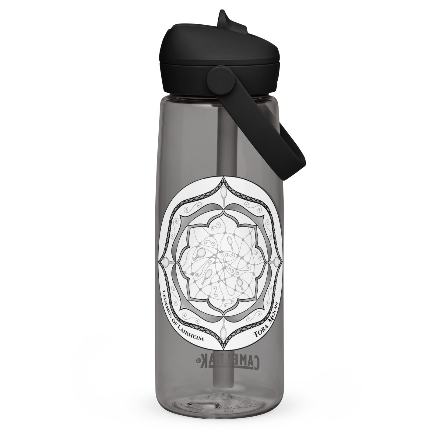 Gray Talent Mandala Flip Straw Water Bottle charcoal