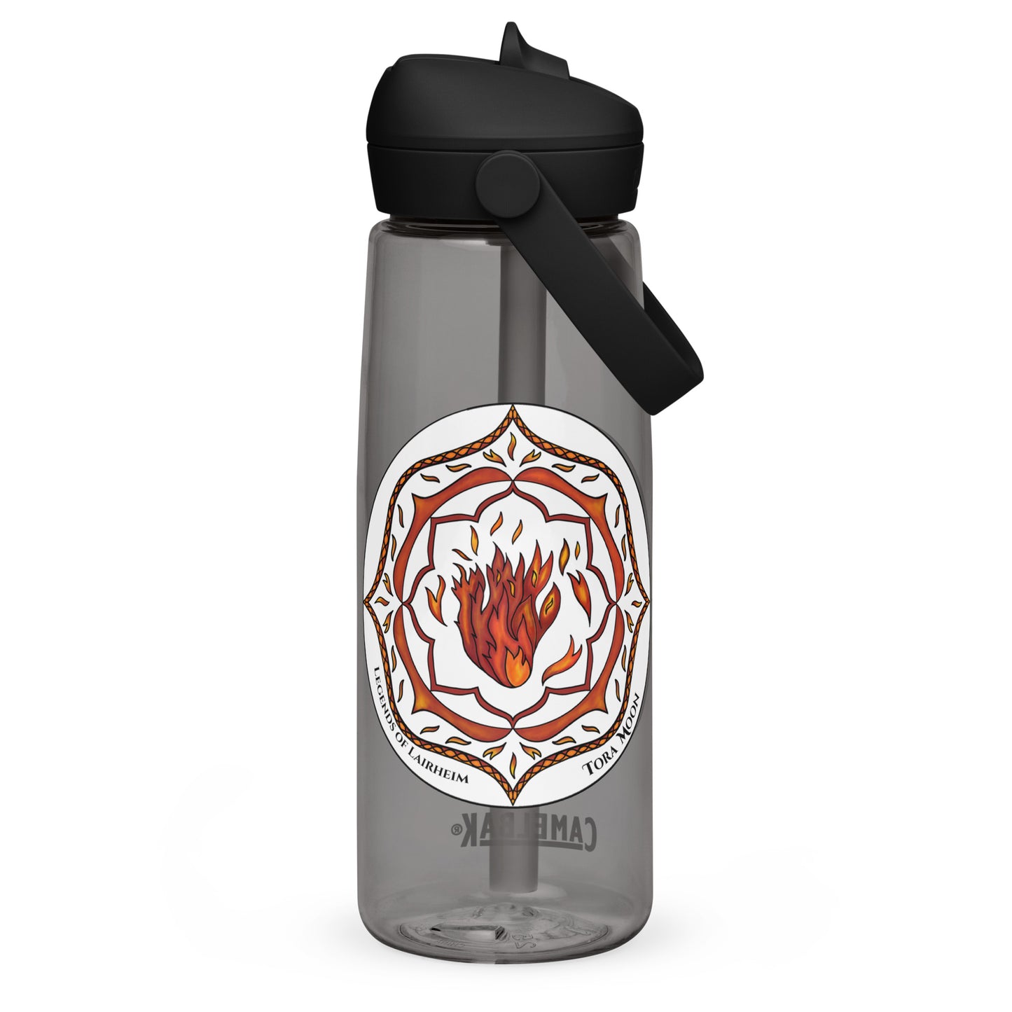 Red Talent Mandala Flip Straw Water Bottle charcoal