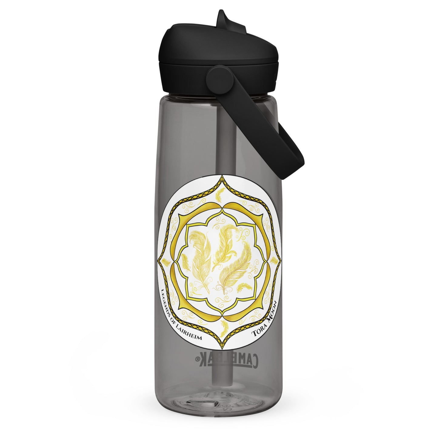 Yellow Talent Mandala Flip Straw Water Bottle charcoal