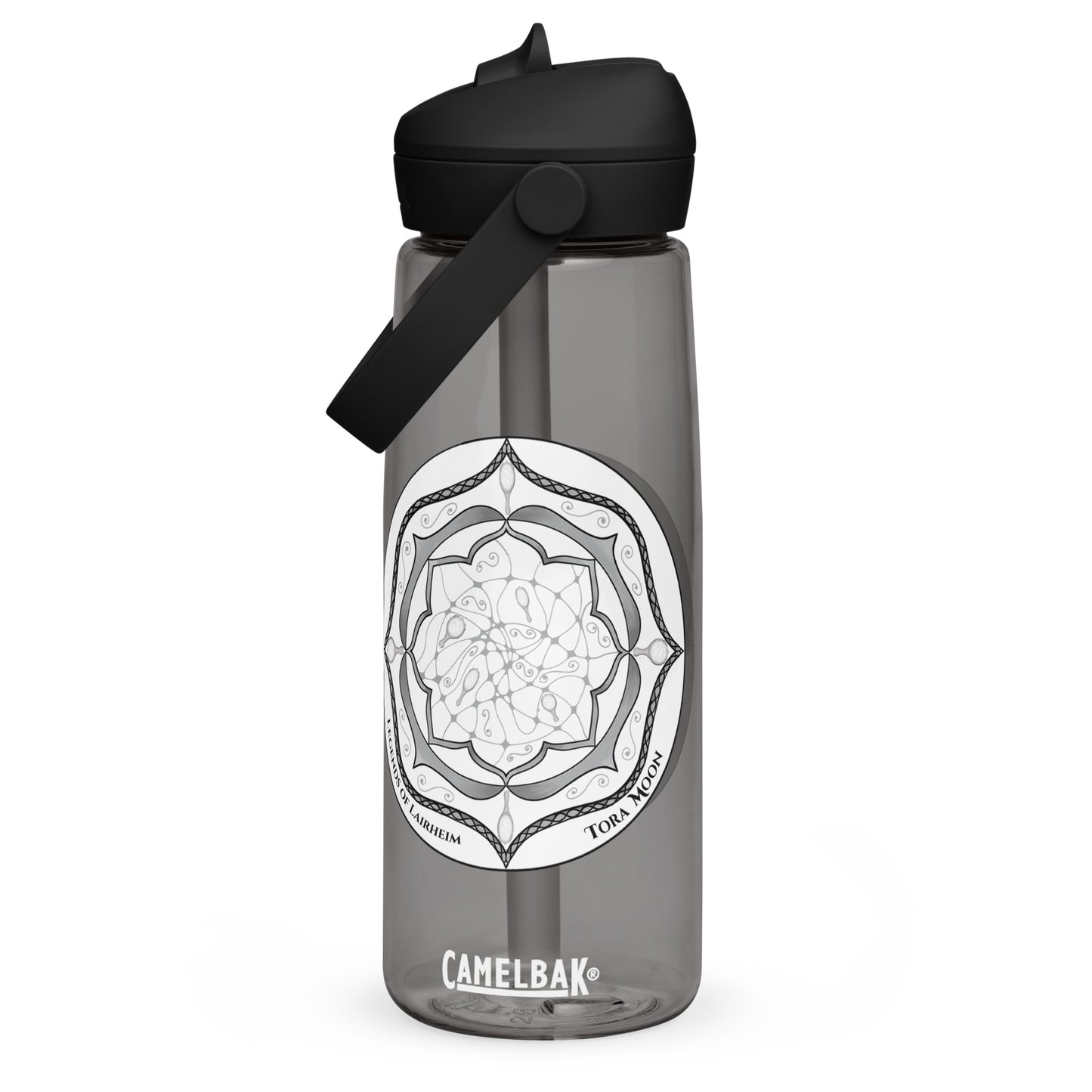 Gray Talent Mandala Flip Straw Water Bottle charcoal