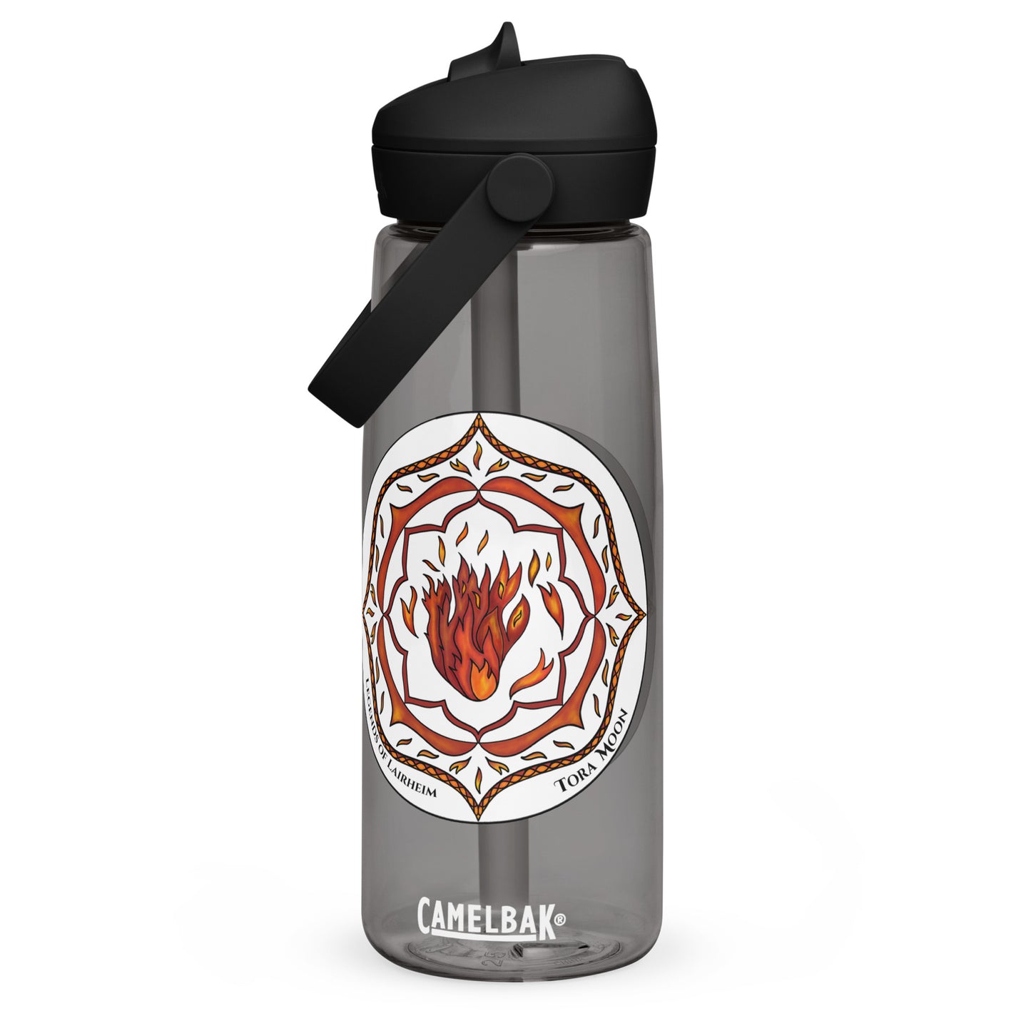 Red Talent Mandala Flip Straw Water Bottle charcoal