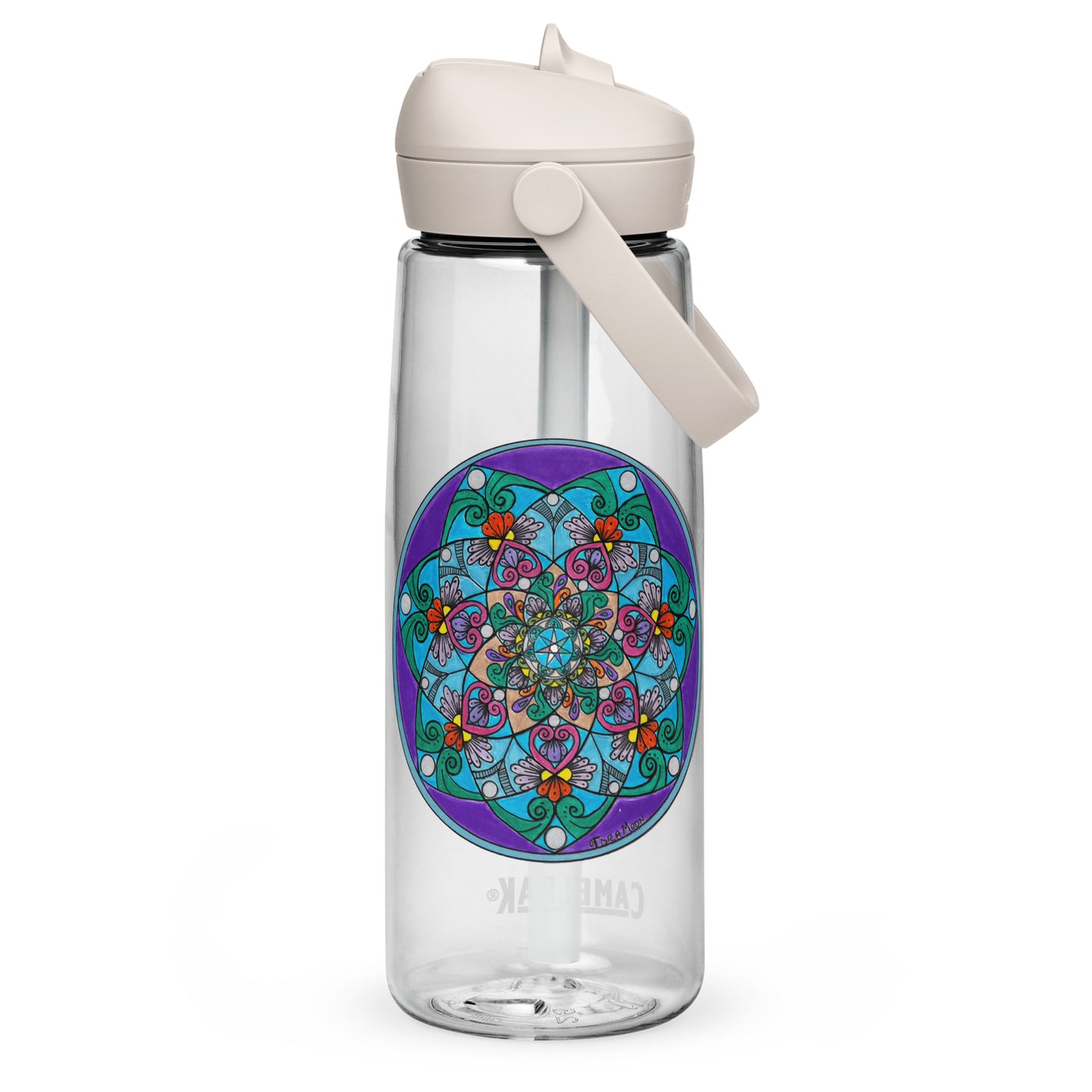 Elemental 7-Petal Mandala Flip Straw Water Bottle clear