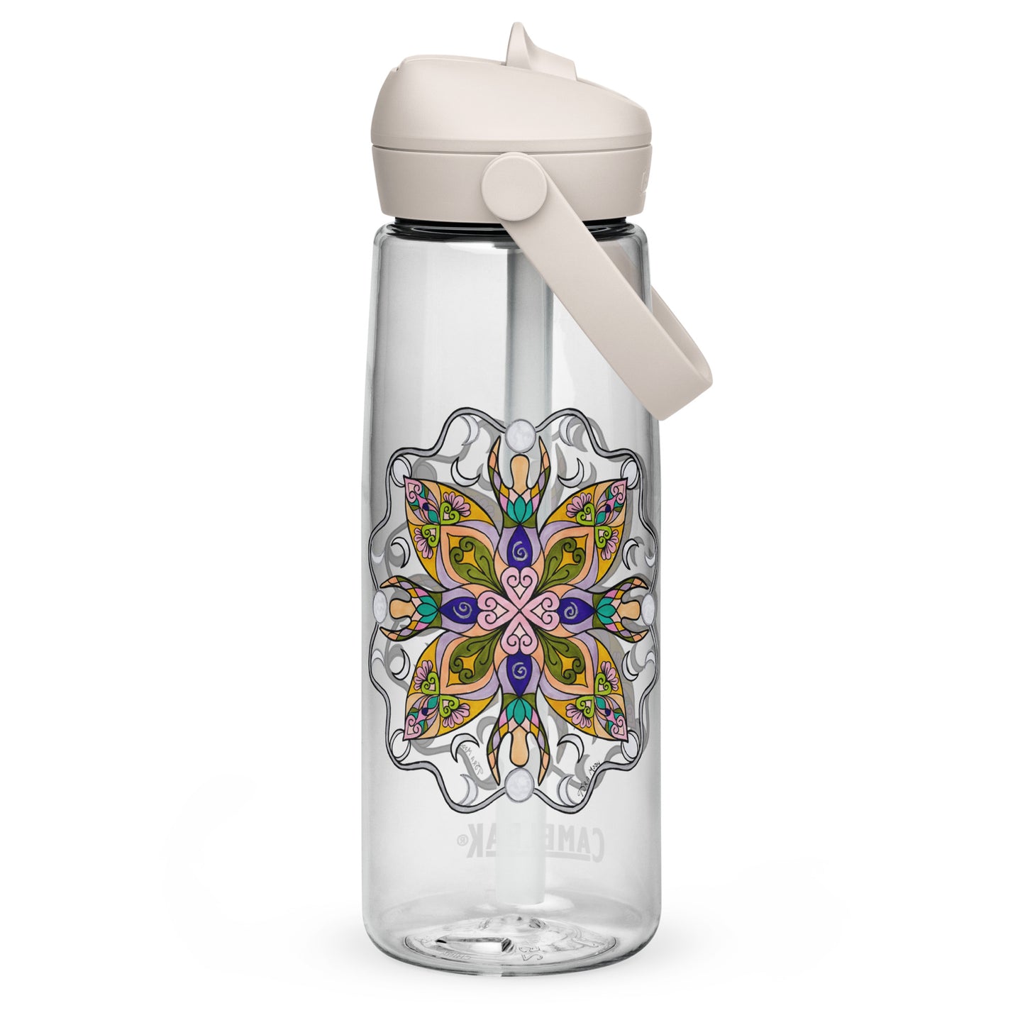 Moonlit Goddess Mandala Flip Straw Water Bottle clear