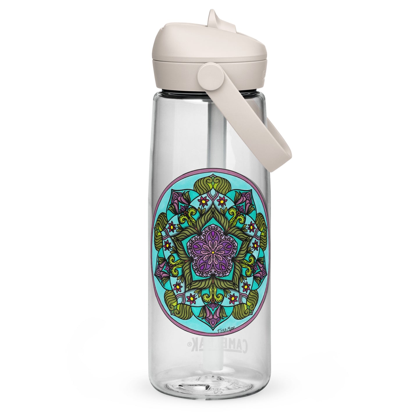 Sacred Harmony Pentagram Mandala Flip Straw Water Bottle clear