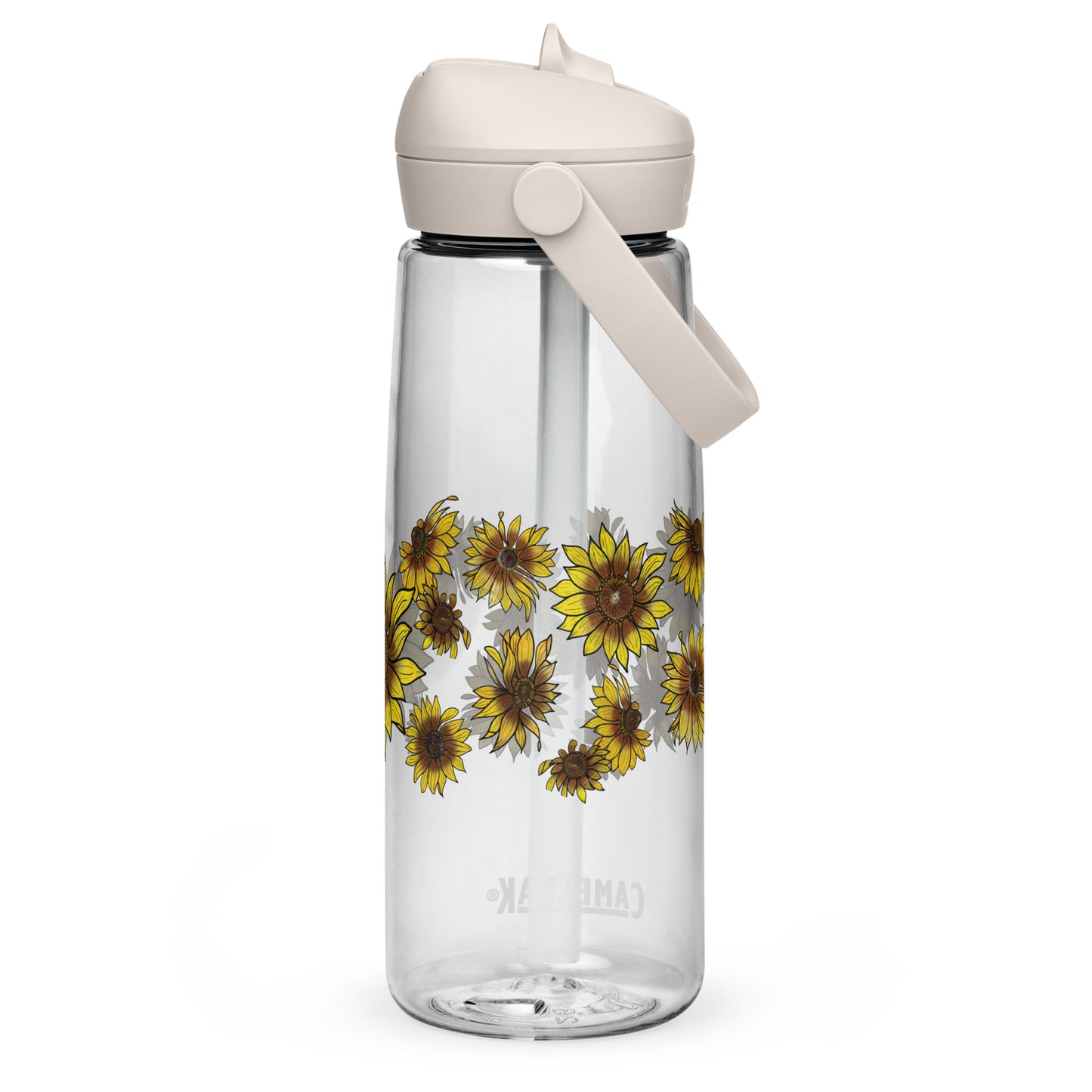 Sunflowers Flip Straw Water Bottle clear