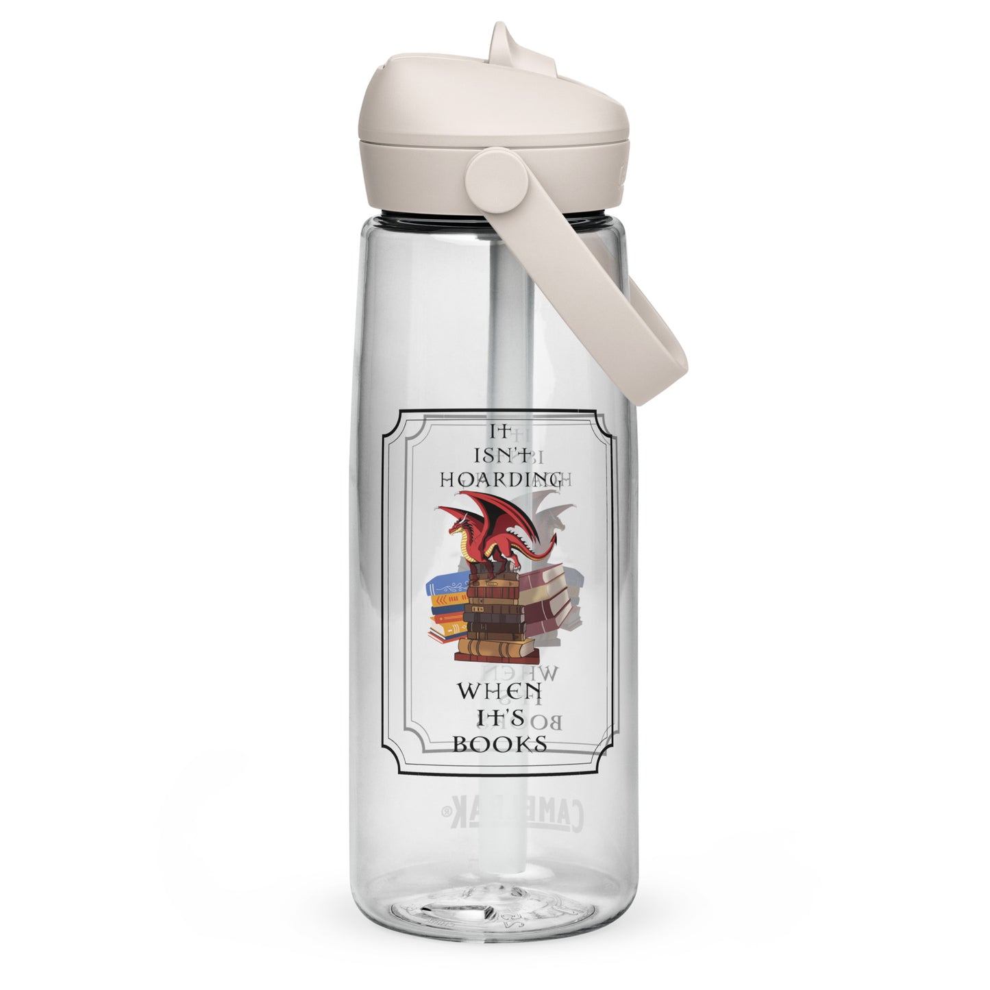 Fierce Red Dragon Book Guardian Flip Straw Water Bottle clear