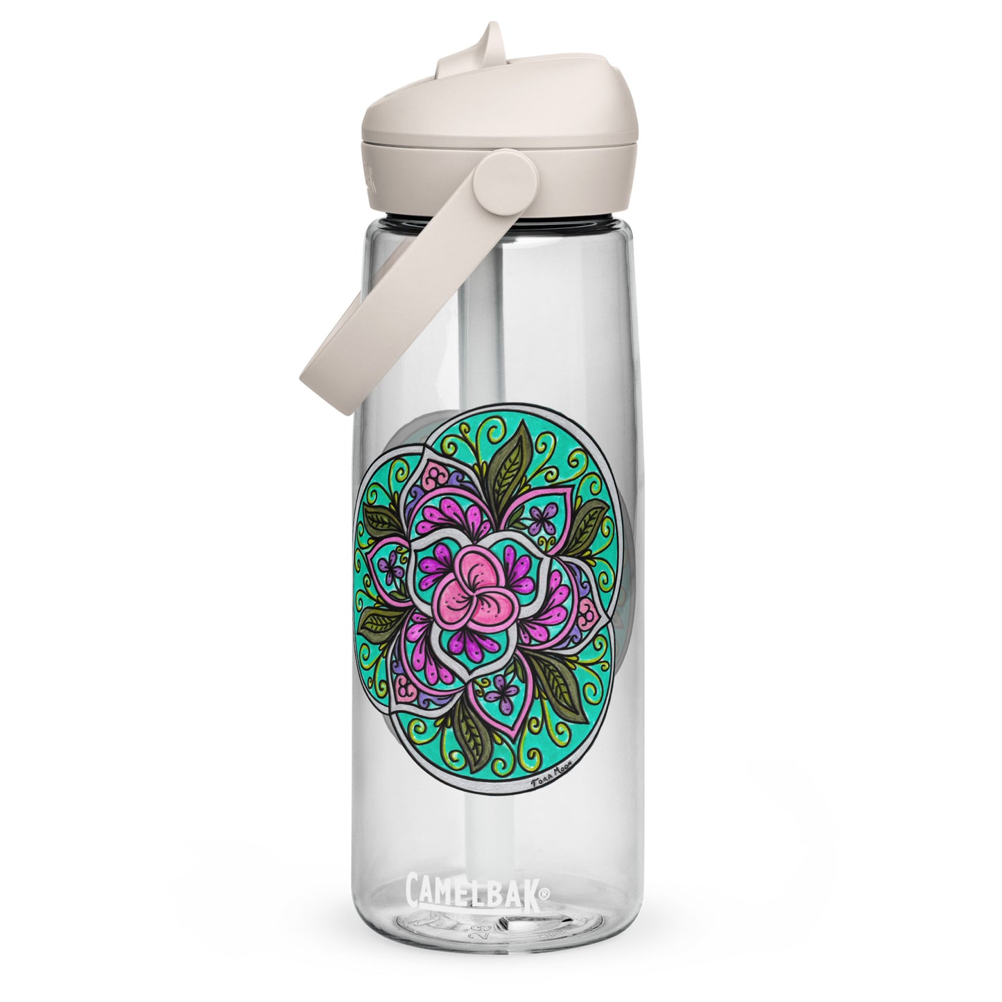 Triquetra Bloom Mandala Flip Straw Water Bottle clear