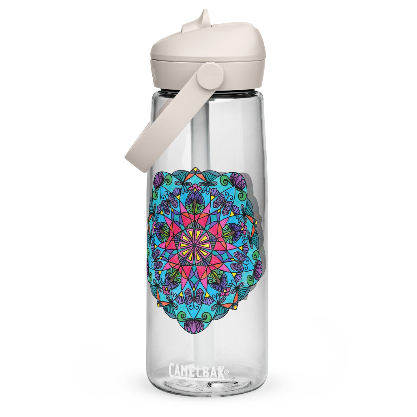 Enchanted Wings Mandala Flip Straw Water Bottle clear