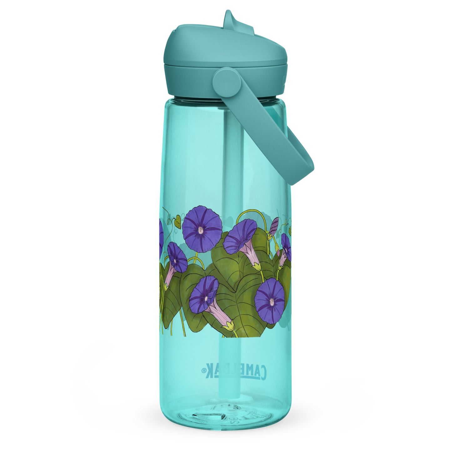 Morning Glories Flip Straw Water Bottle cove blue