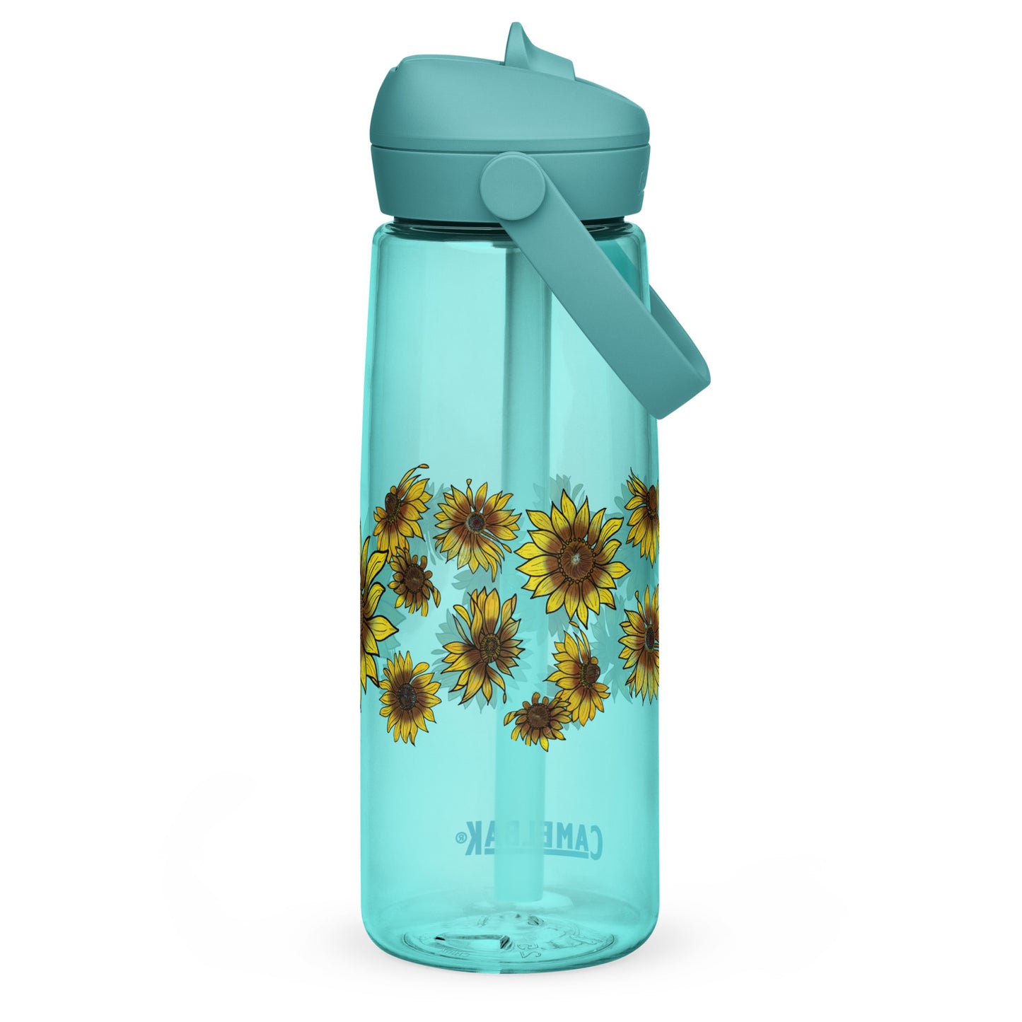 Sunflowers Flip Straw Water Bottle cove blue