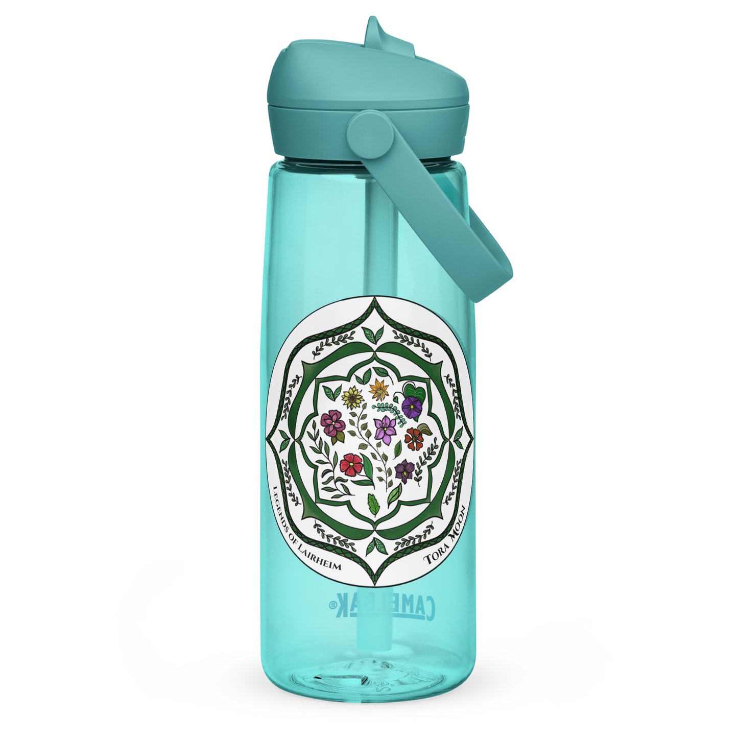 Green Talent Mandala Flip Straw Water Bottle cove blue