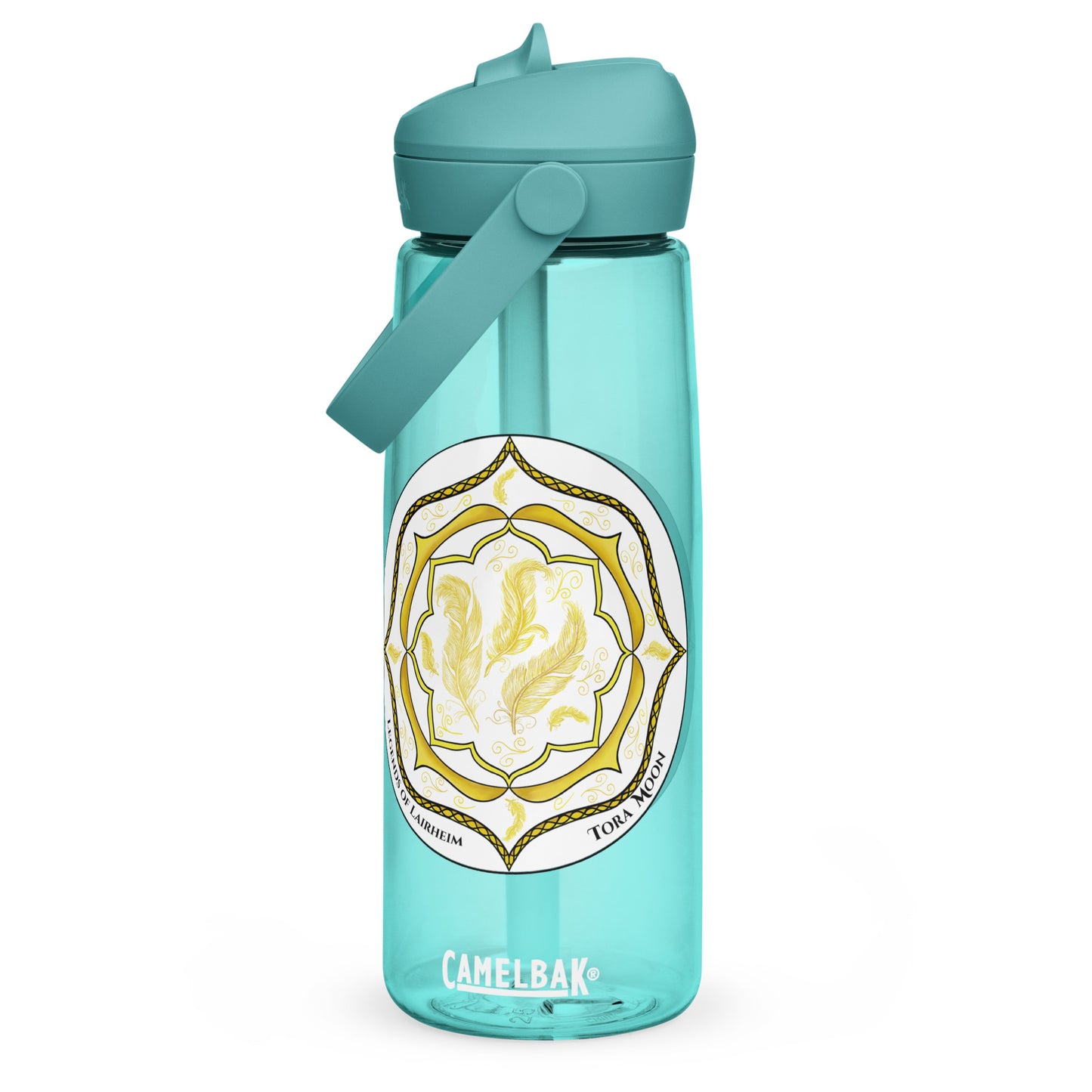 Yellow Talent Mandala Flip Straw Water Bottle cove blue