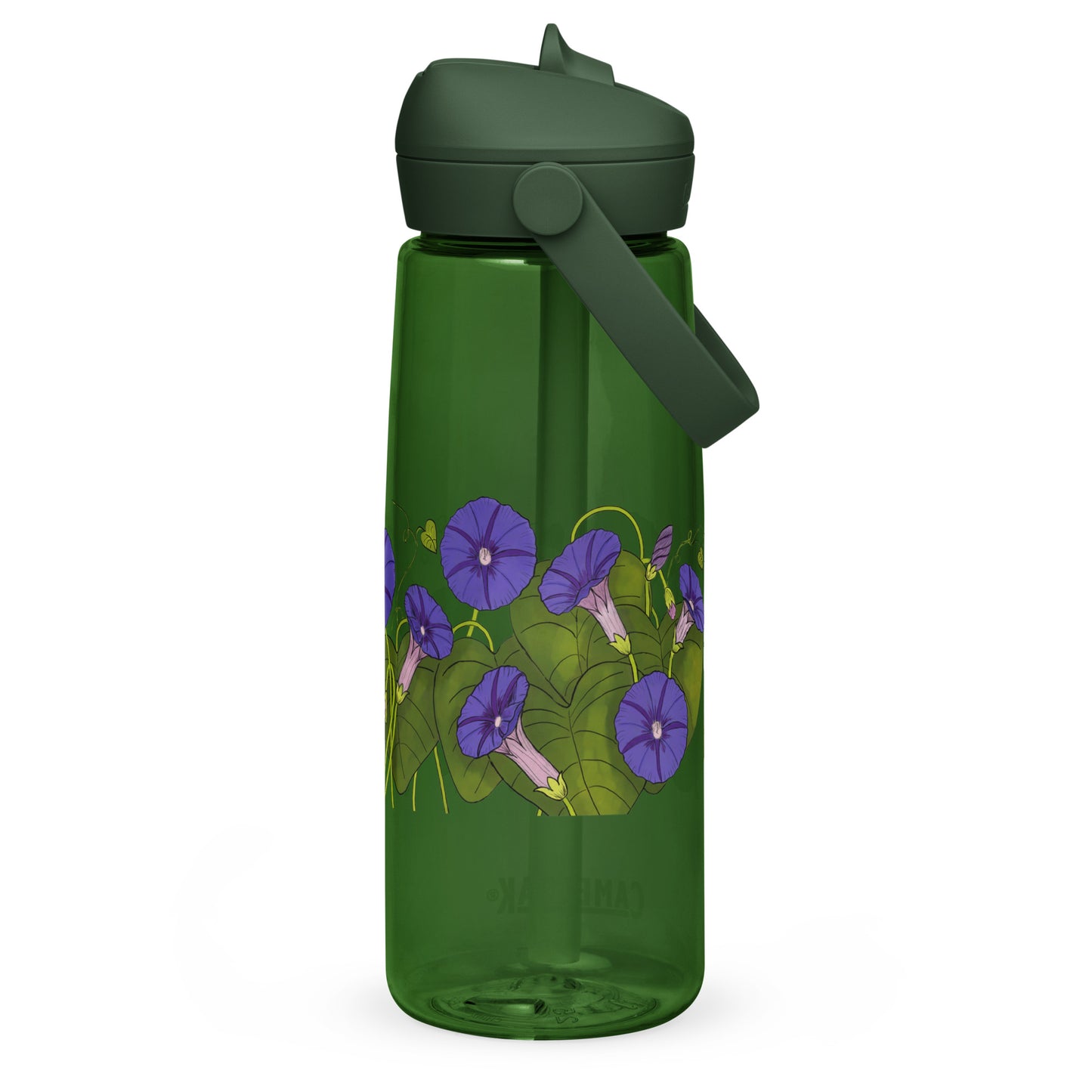 Morning Glories Flip Straw Water Bottle forest green