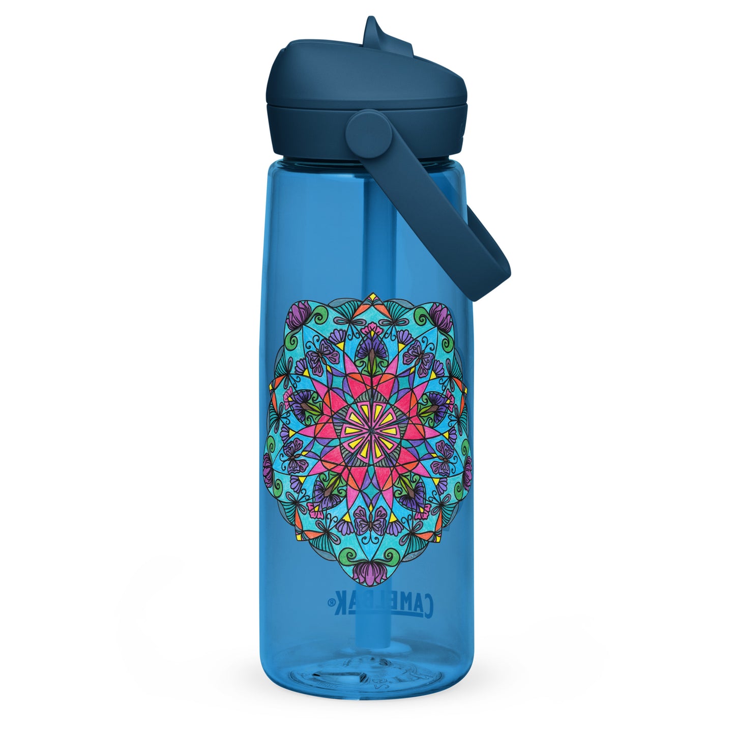 Enchanted Wings Mandala Flip Straw Water Bottle oxford blue