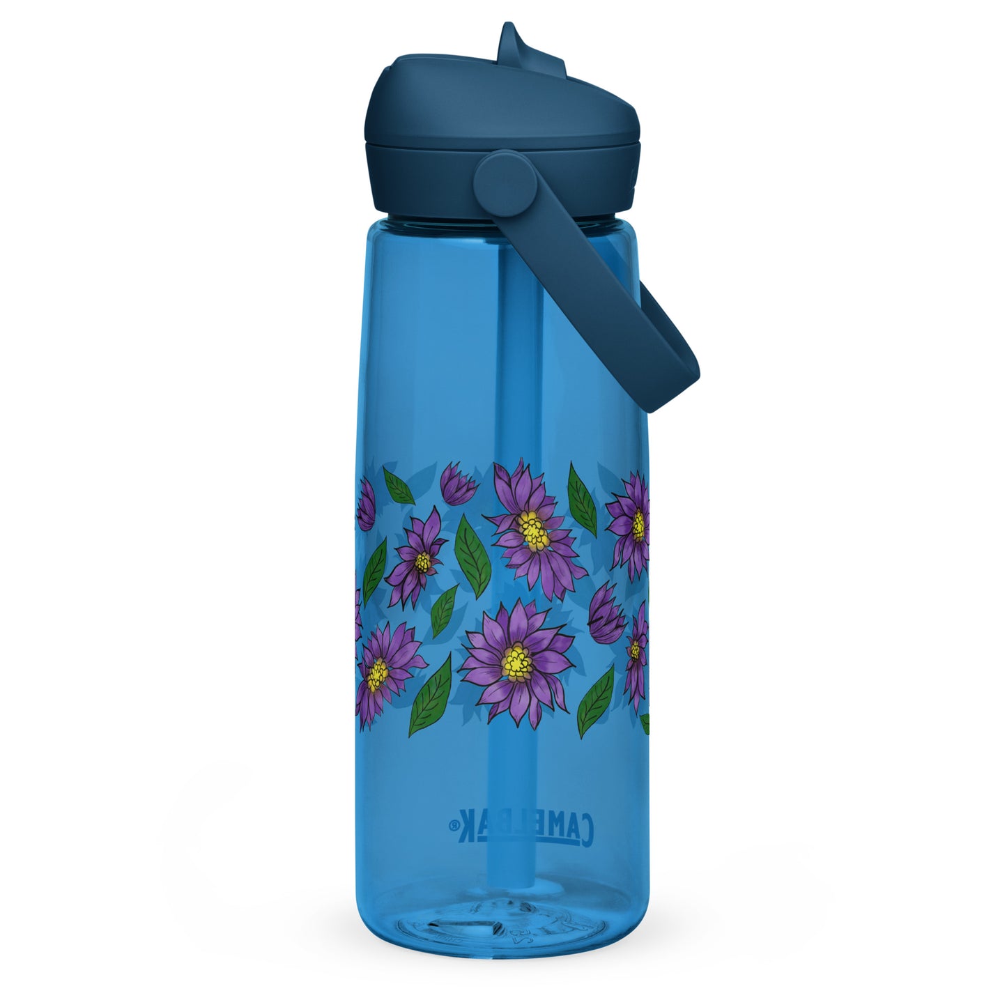 Purple Daisies Flip Straw Water Bottle oxford blue