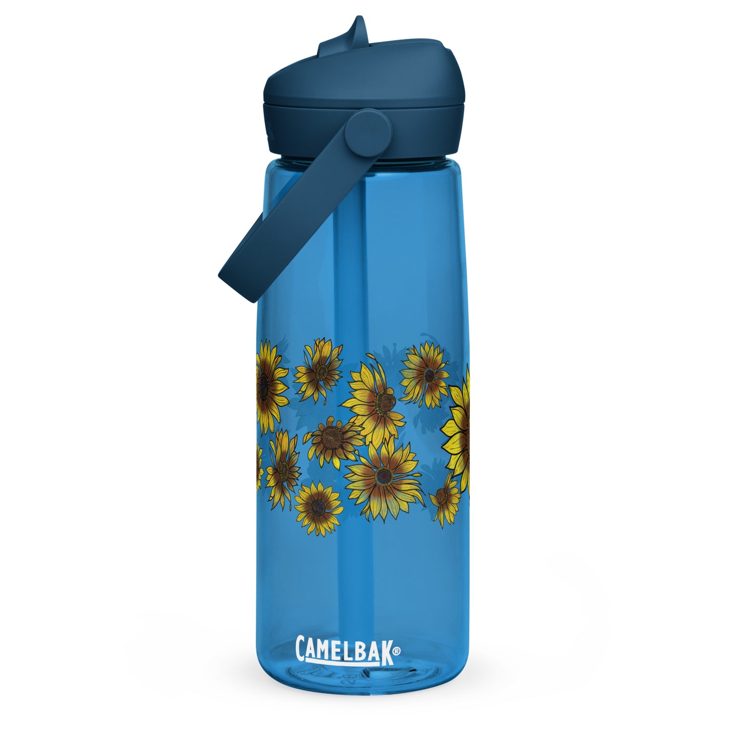 Sunflowers Flip Straw Water Bottle oxford blue