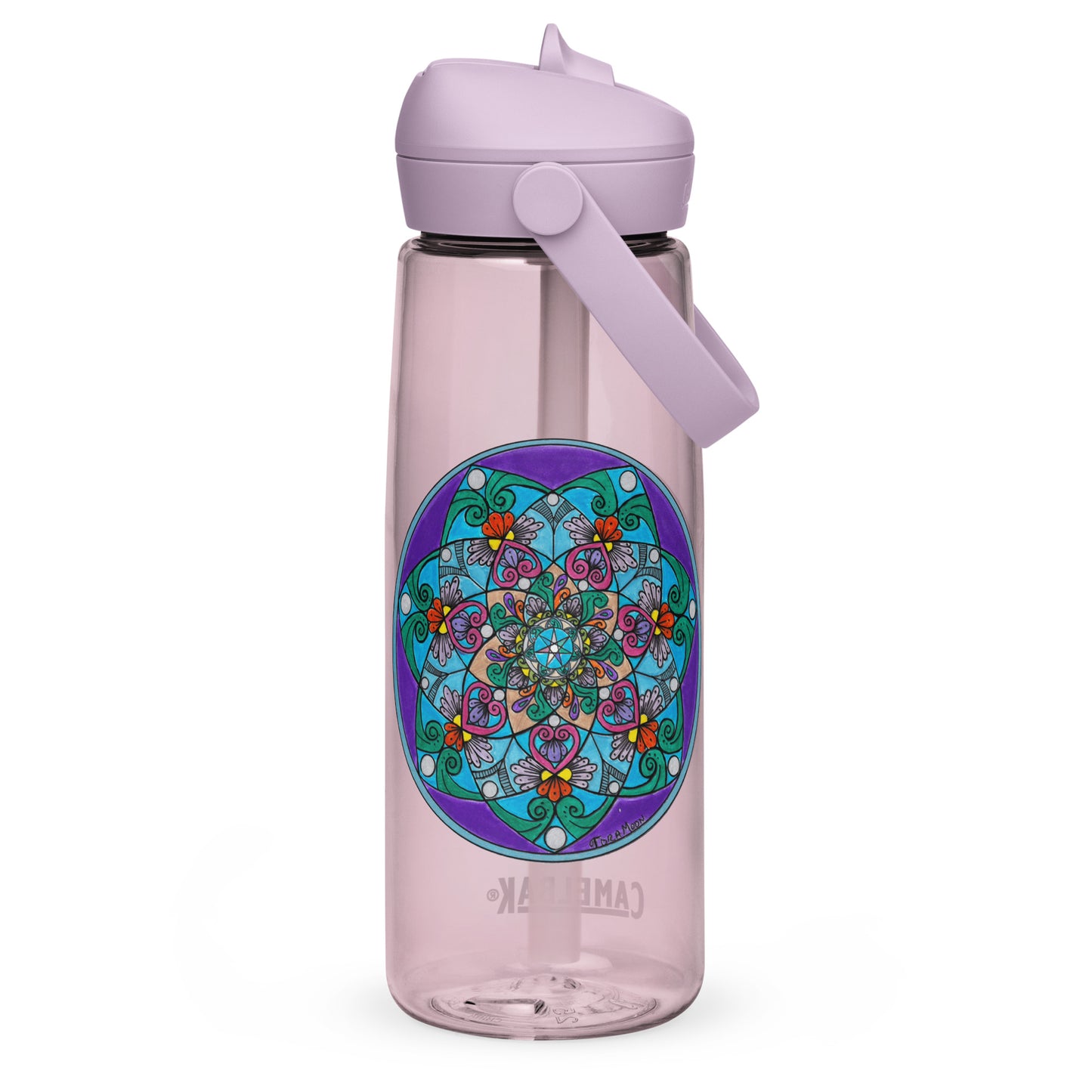 Elemental 7-Petal Mandala Flip Straw Water Bottle purple sky