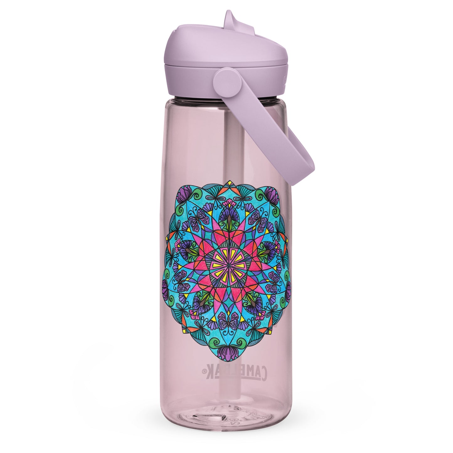 Enchanted Wings Mandala Flip Straw Water Bottle purple sky