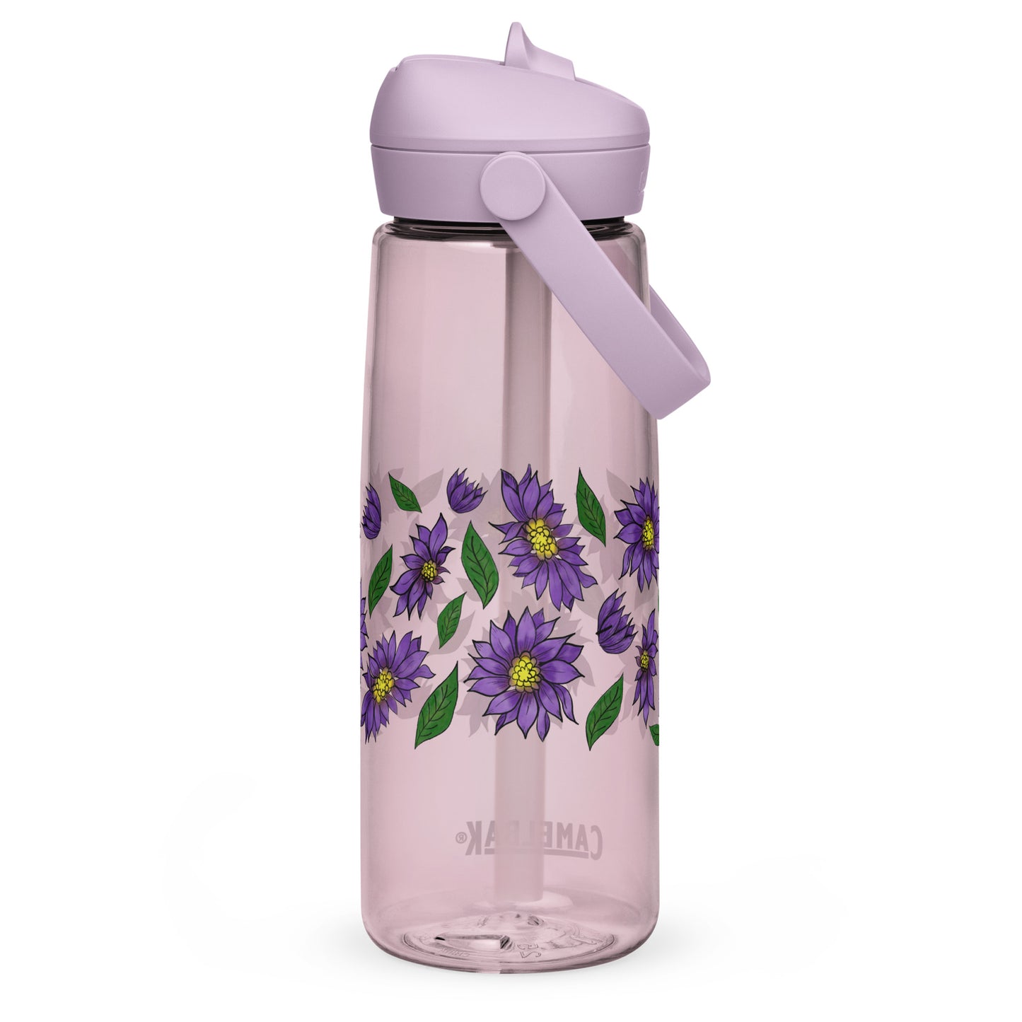Purple Daisies Flip Straw Water Bottle purple sky