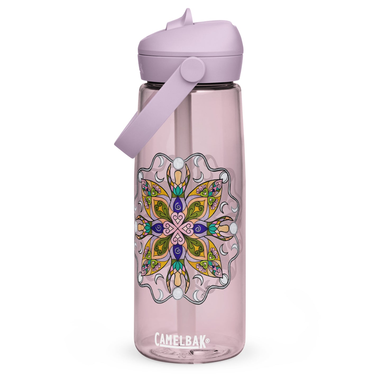 Moonlit Goddess Mandala Flip Straw Water Bottle purple sky