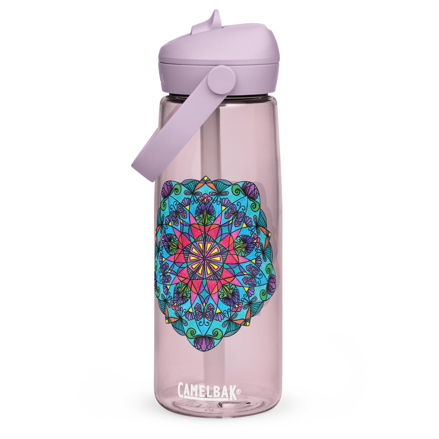 Enchanted Wings Mandala Flip Straw Water Bottle purple sky