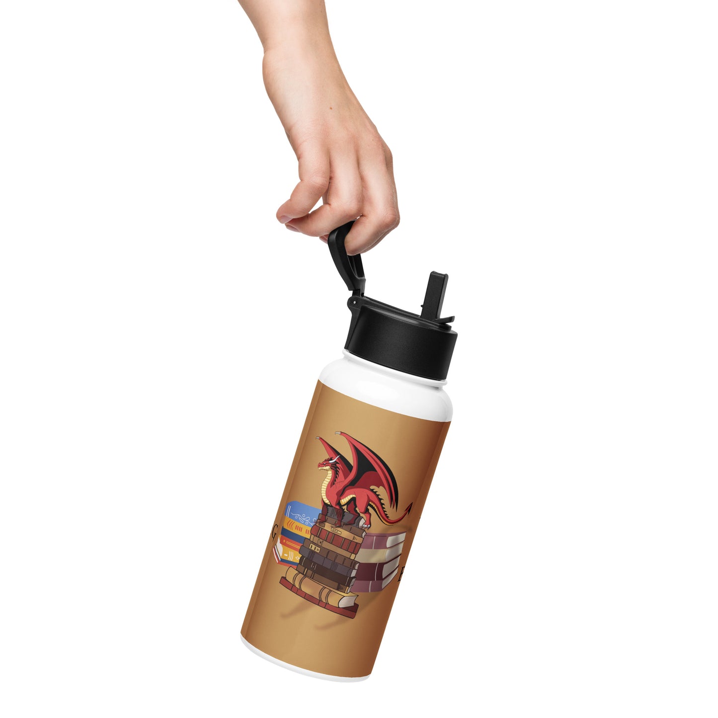 Fierce Red Dragon Book Guardian 32-oz Stainless Steel Water Bottle