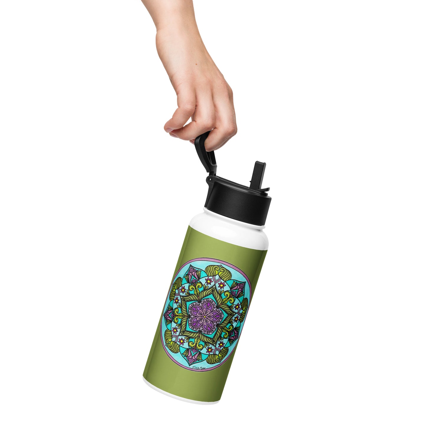 Sacred Harmony Pentagram Mandala 32-oz Stainless Steel Water Bottle