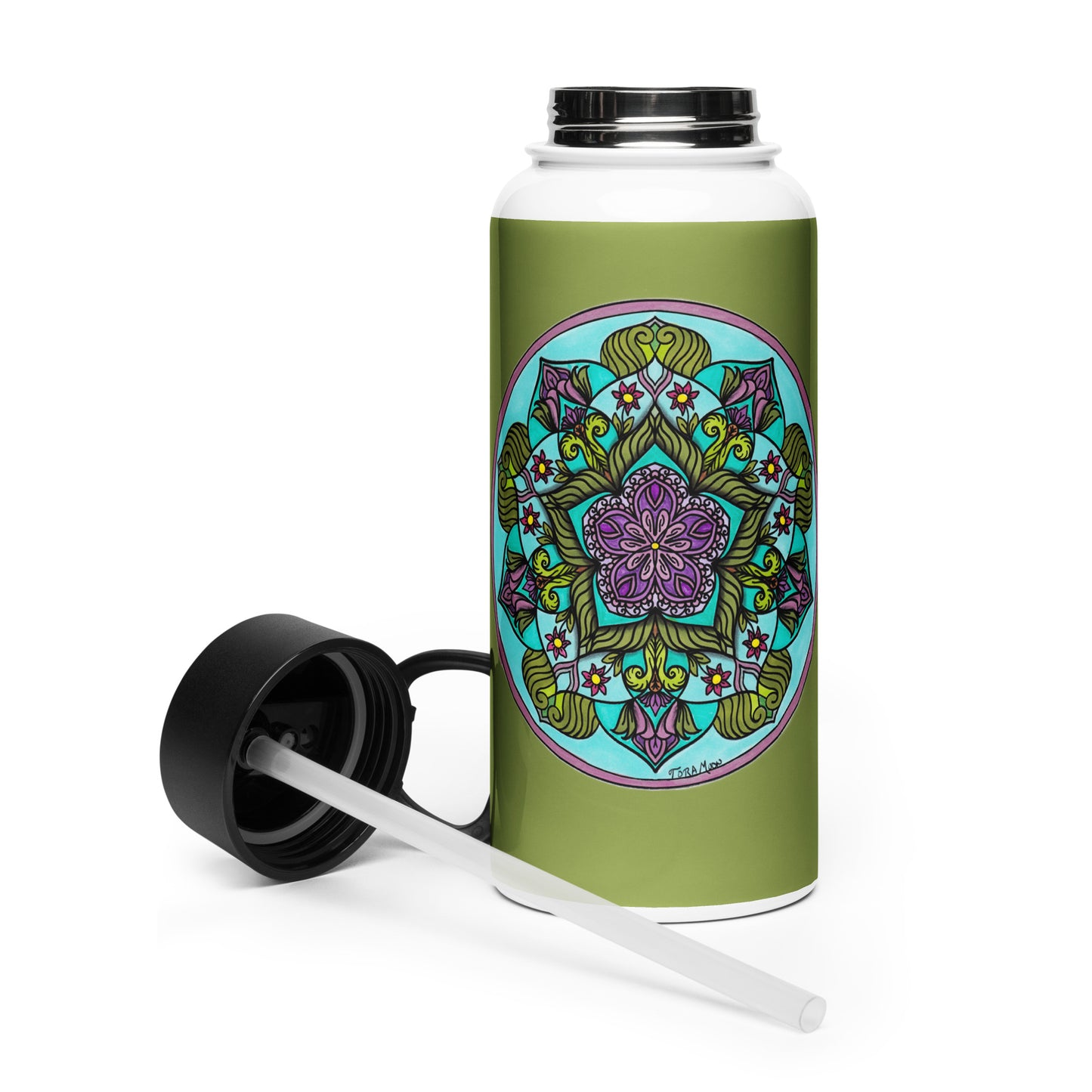 Sacred Harmony Pentagram Mandala 32-oz Stainless Steel Water Bottle