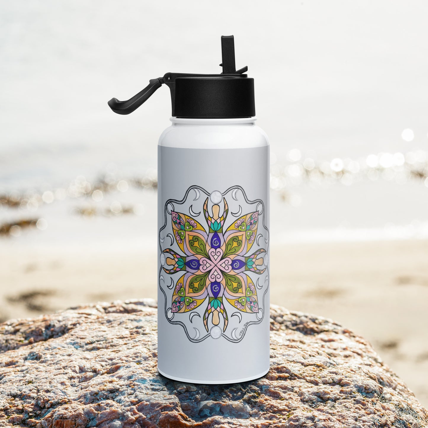 Moonlit Goddess Mandala 32-oz Stainless Steel Water Bottle