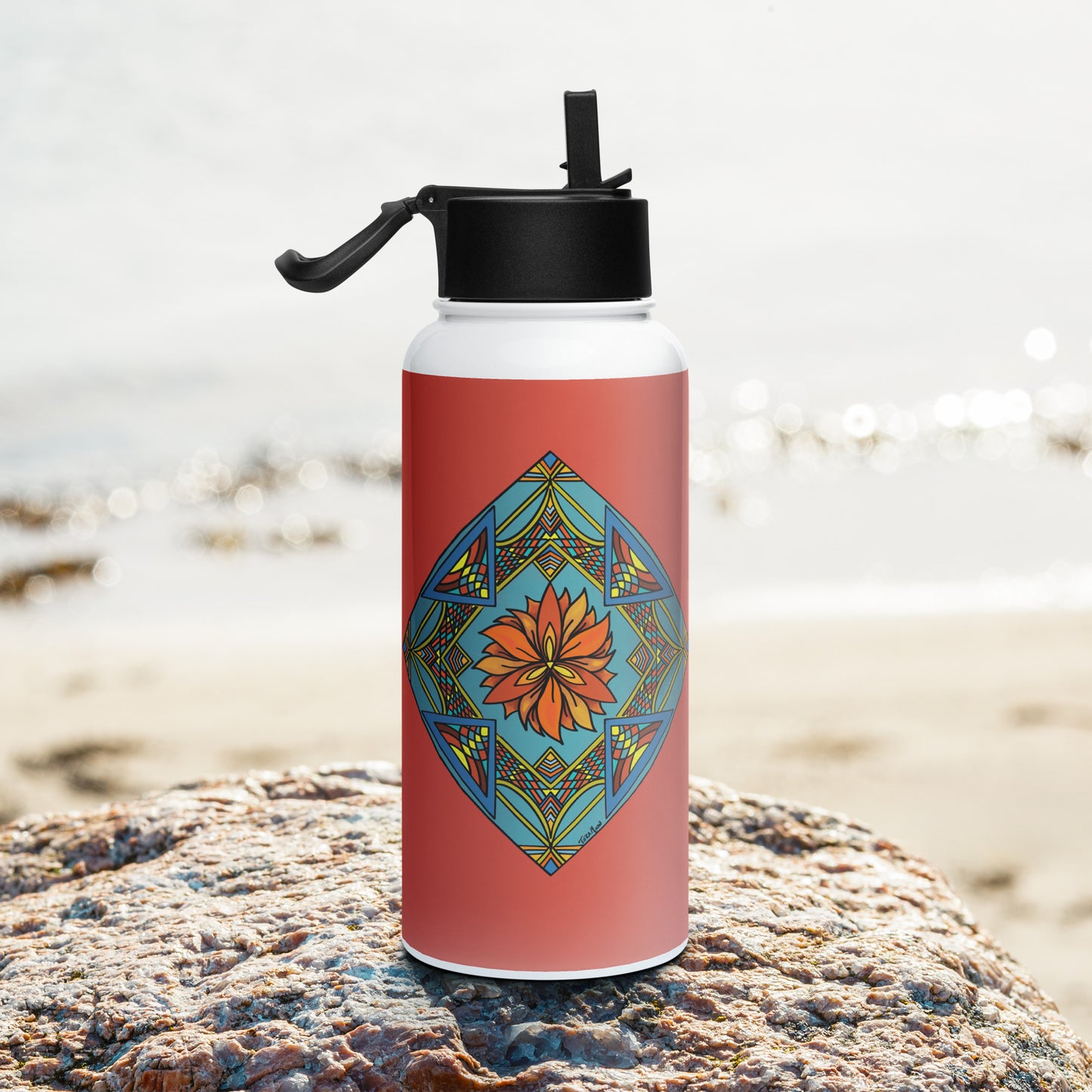 Fiery Radiance Mandala 32-oz Stainless Steel Water Bottle