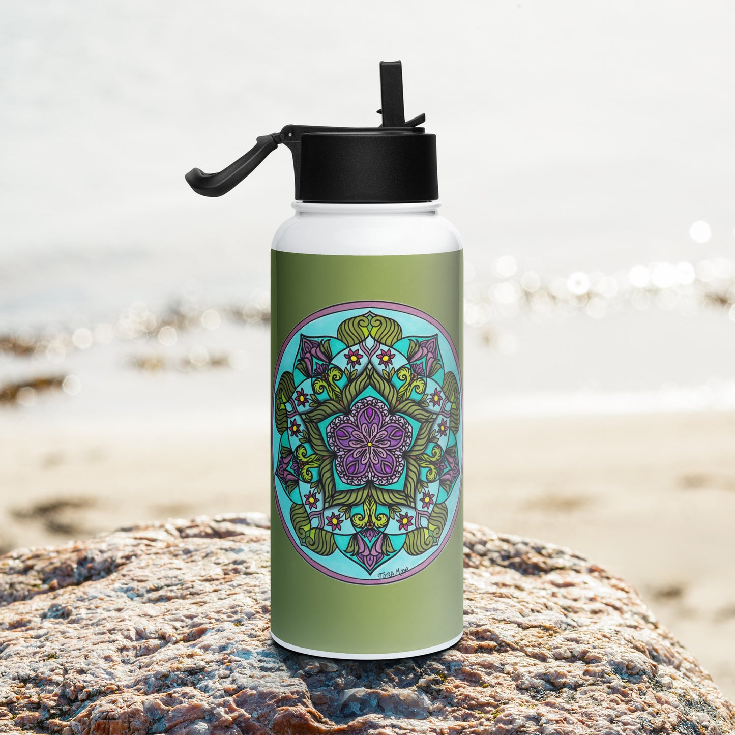 Sacred Harmony Pentagram Mandala 32-oz Stainless Steel Water Bottle
