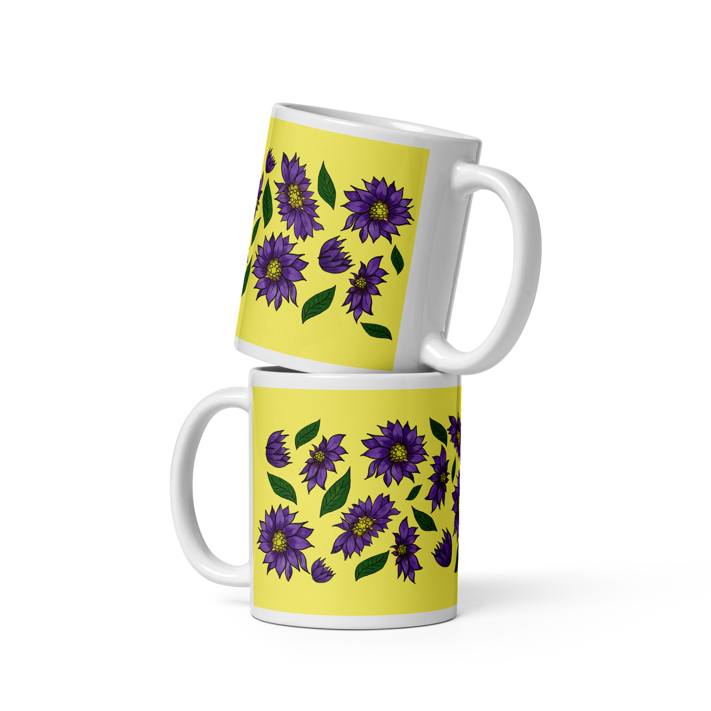 Purple Daisies Glossy White Mug