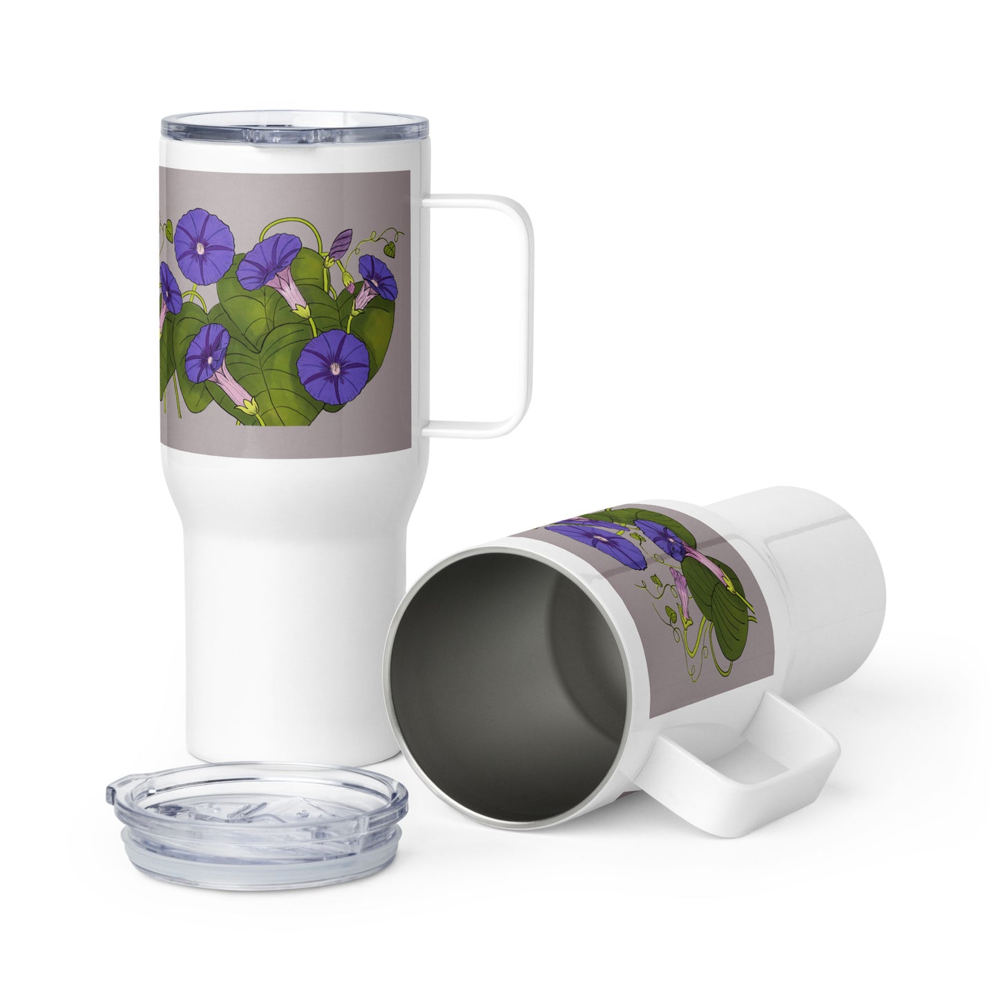 Morning Glories 25-oz Travel Mug with Handle