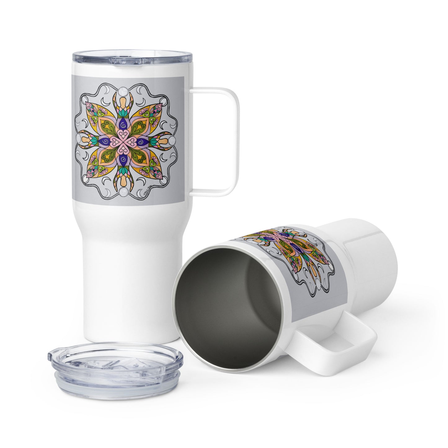 Moonlit Goddess Mandala 25-oz Travel Mug with Handle